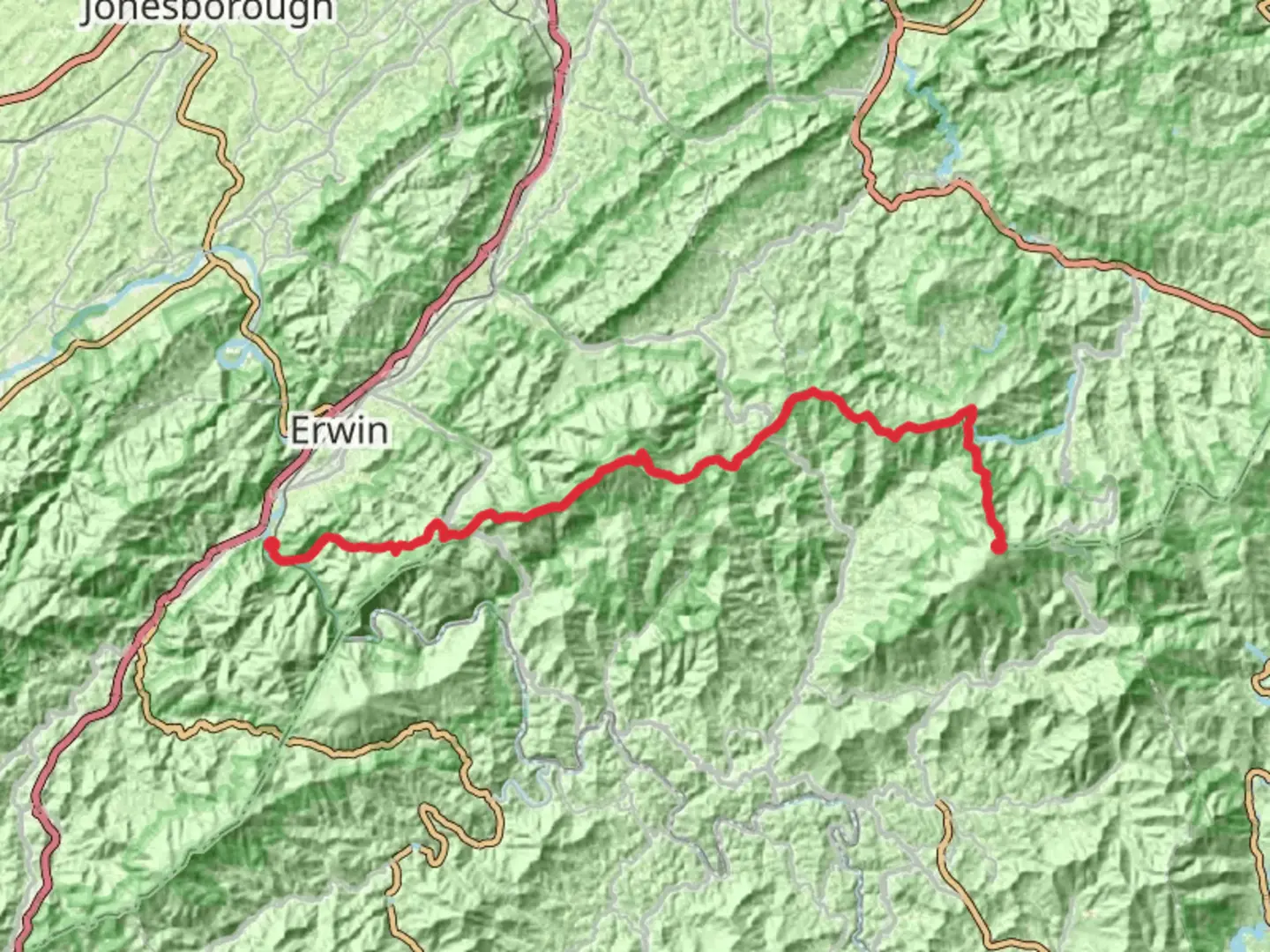 An image depicting the trail Chestoa to Cloudland Mountain via Appalachian Trail and its surrounding area.