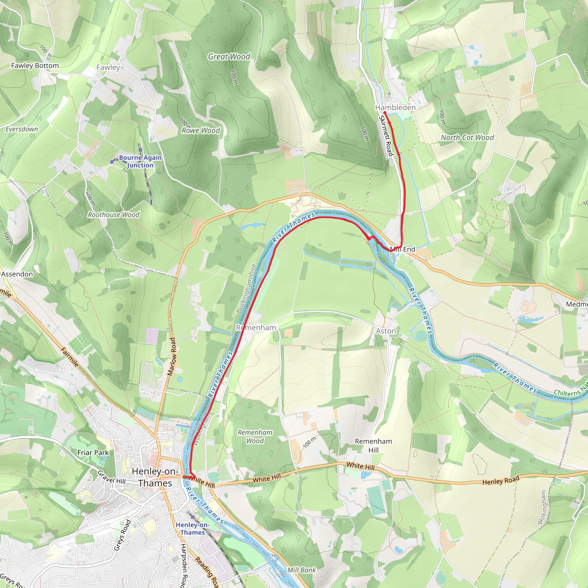 Hambleden and Mill End River Thames mobile static map