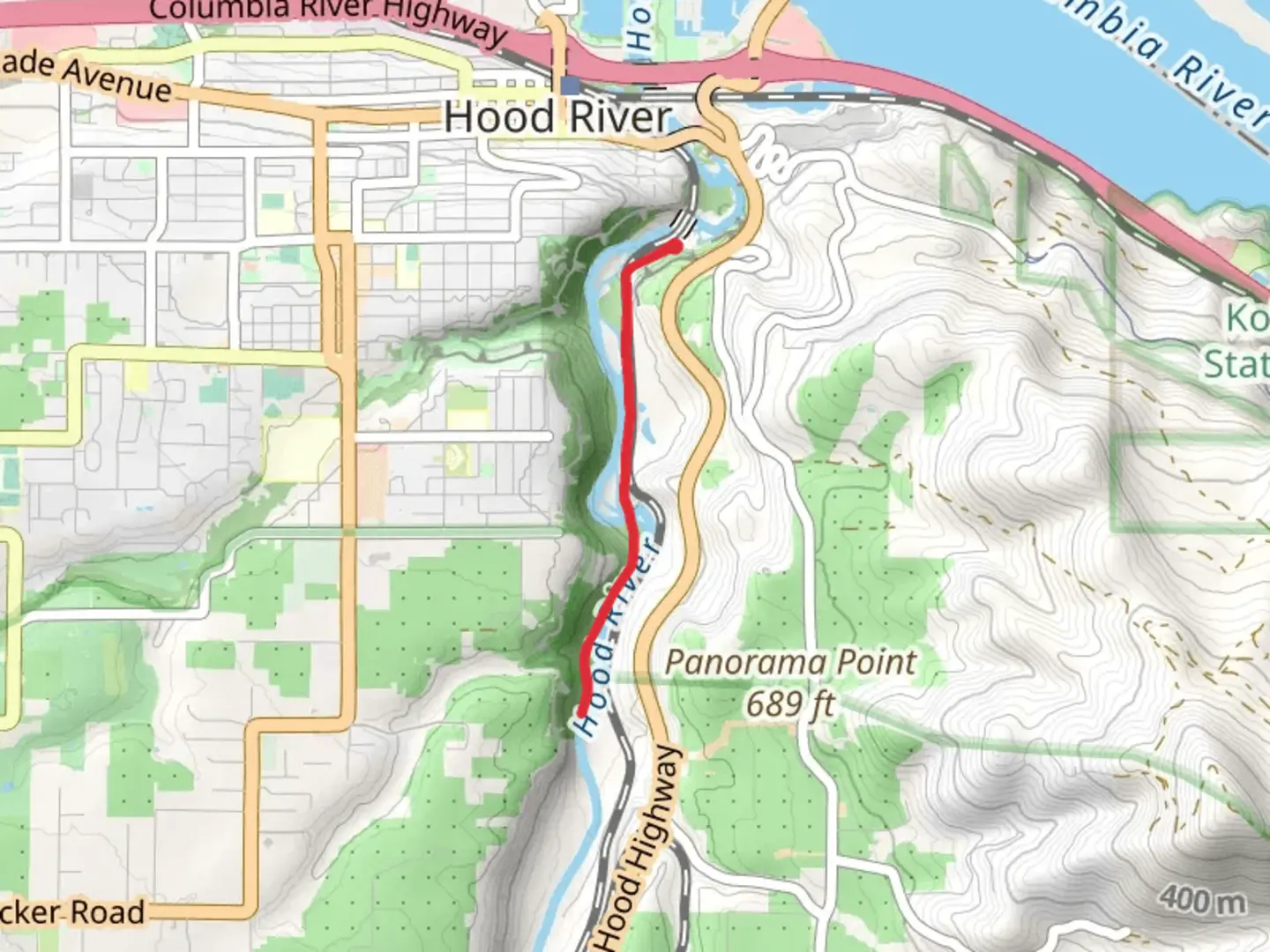 An image depicting the trail Hood River Penstock Pipeline Trail and its surrounding area.