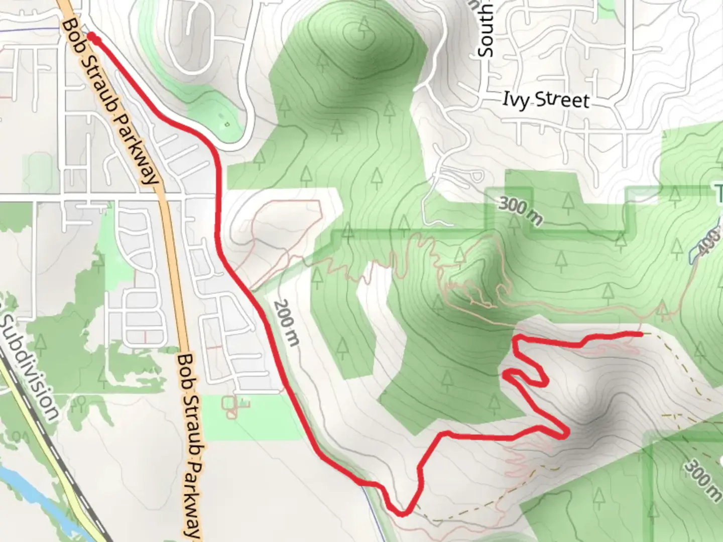 An image depicting the trail Weyerhaeuser Road Walk and its surrounding area.
