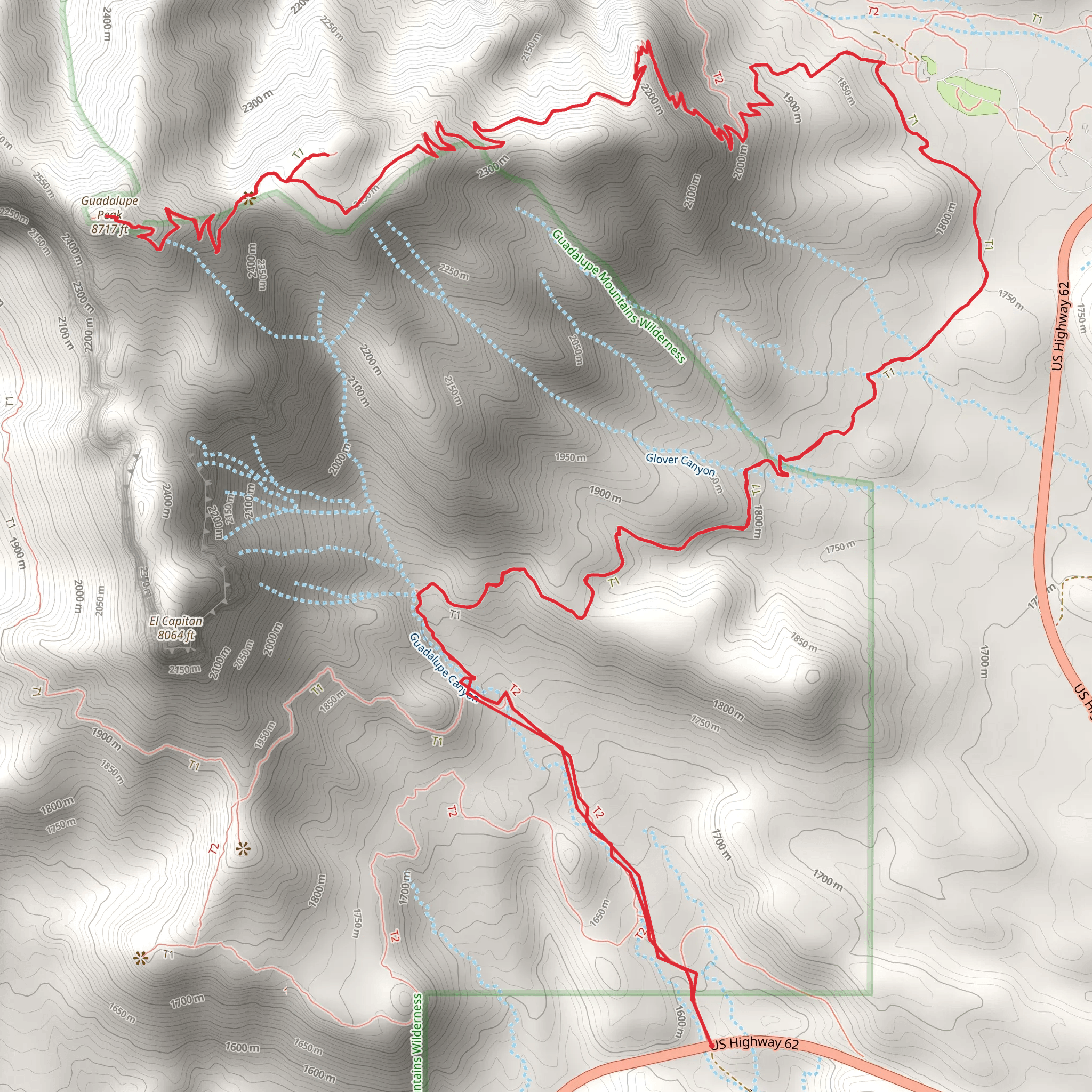 Guadalupe Canyon and Peak mobile static map