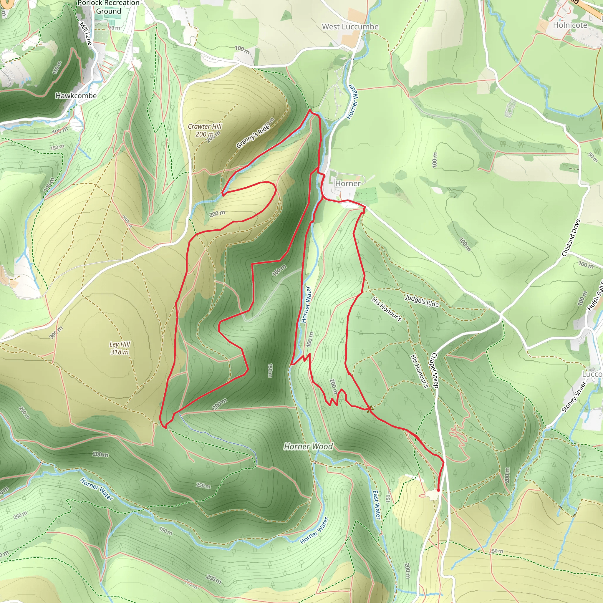 Ley Hill and Horner Hill Walk mobile static map