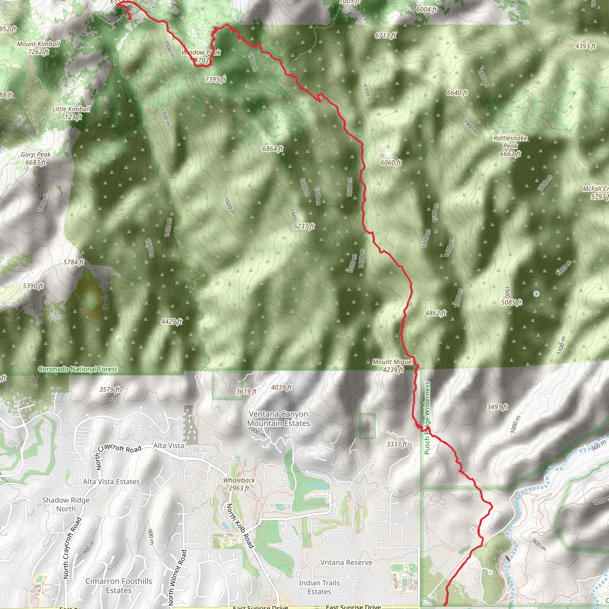 Window Peak and Esperero Trail mobile static map