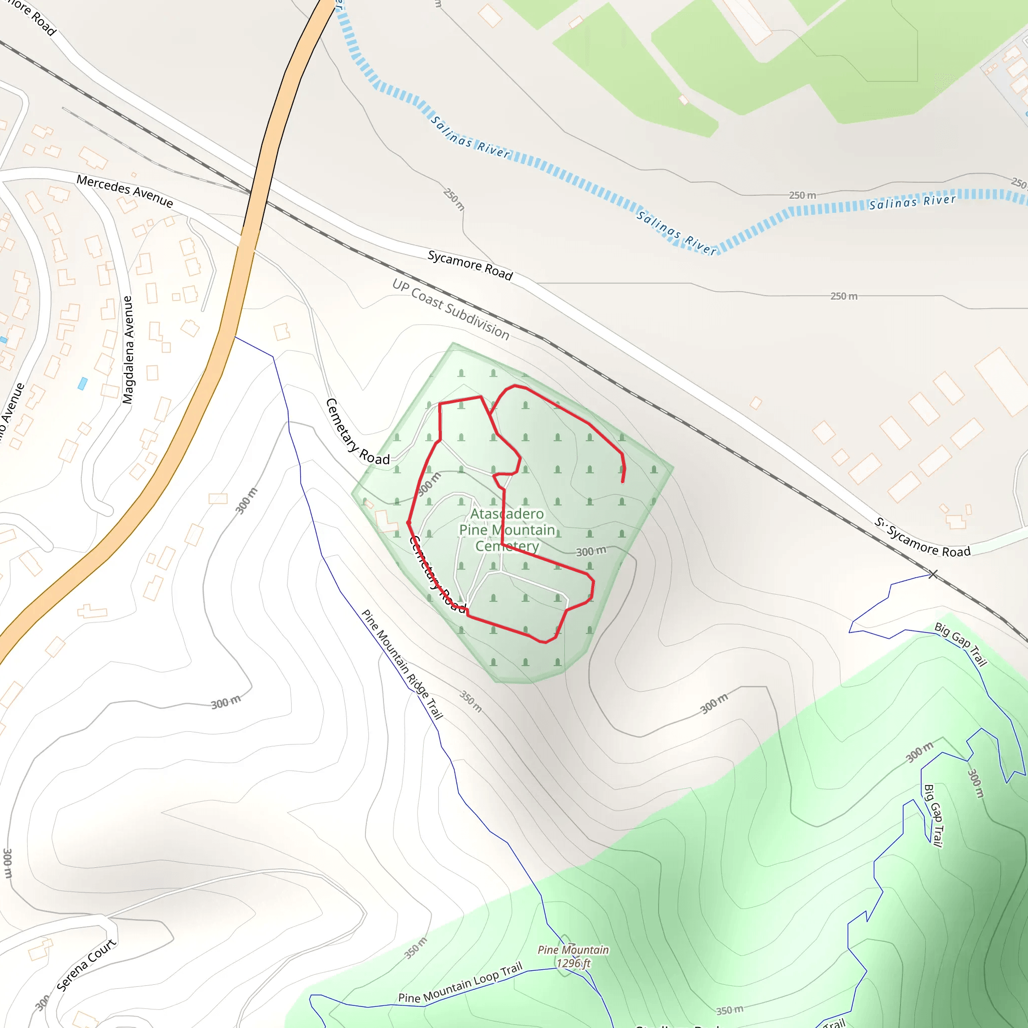 Atascadero Pine Mountain Cemetery Loop mobile static map