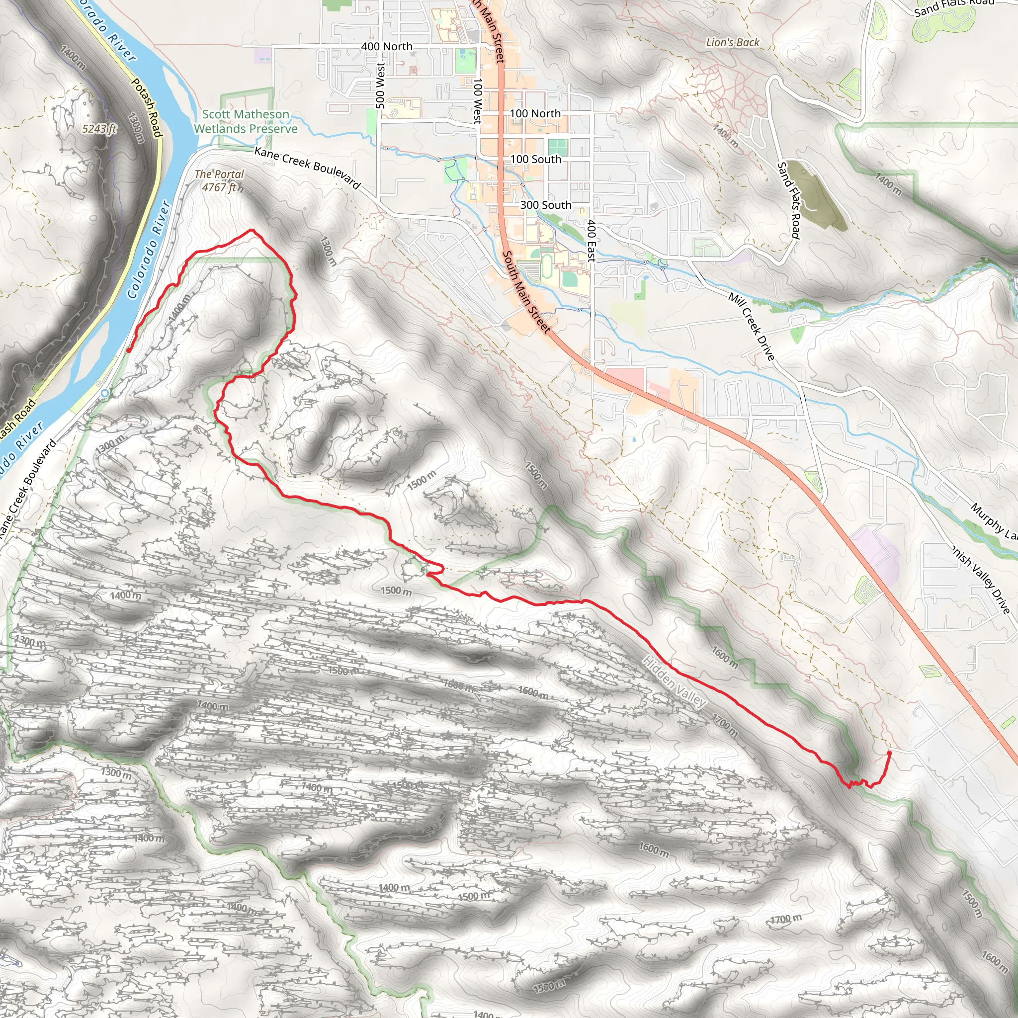 Moab Rim Trail Point to Point mobile static map