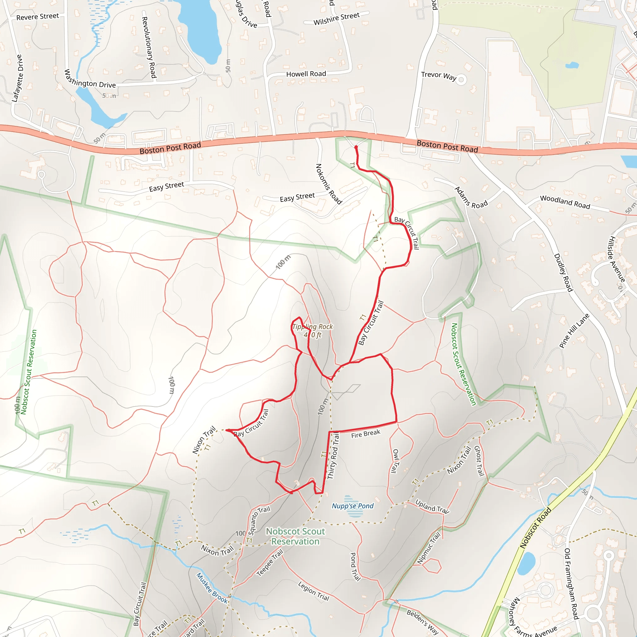 Tippling Rock Loop via Bay Circuit Trail mobile static map