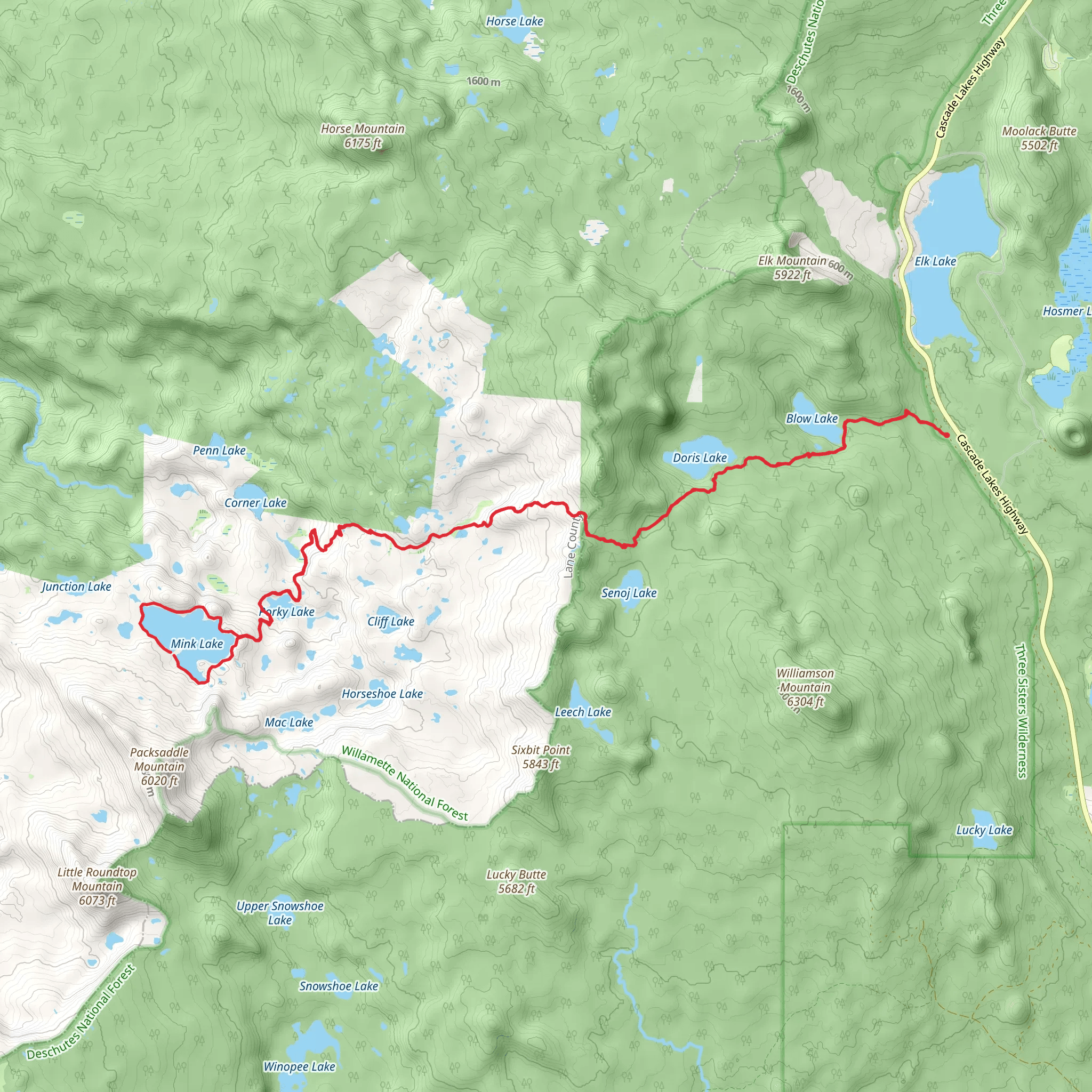 Mink Lake via Six Lakes Trail mobile static map