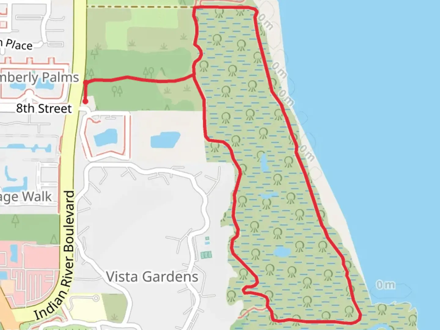 An image depicting the trail Indian River Boulevard Loop and its surrounding area.