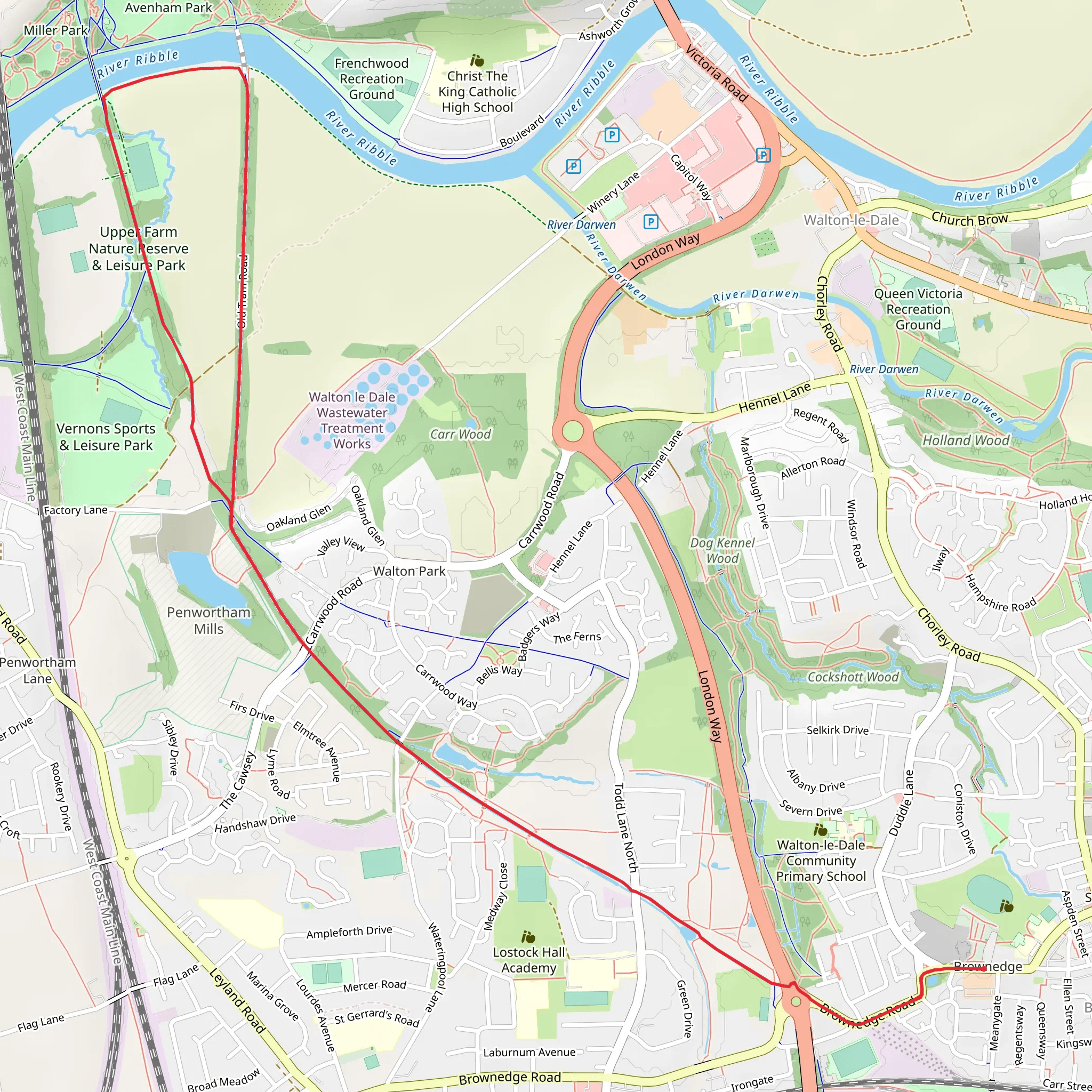 Leigh Brow Bridge and River Ribble mobile static map