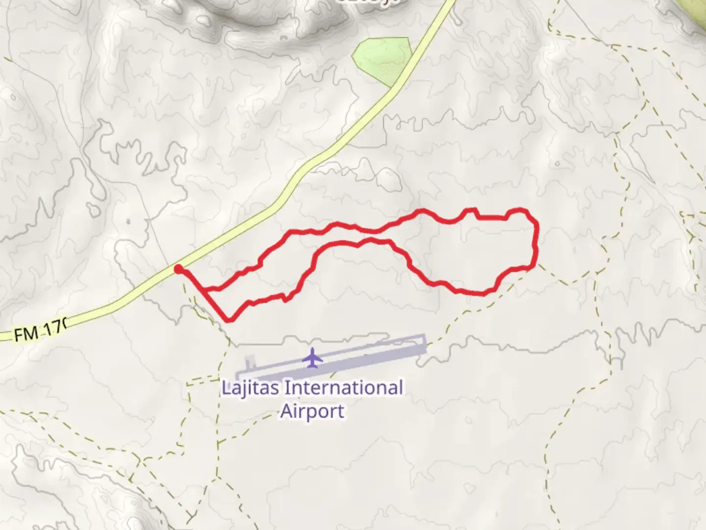 An image depicting the trail Loop 3 - Lajitas International Airport and its surrounding area.