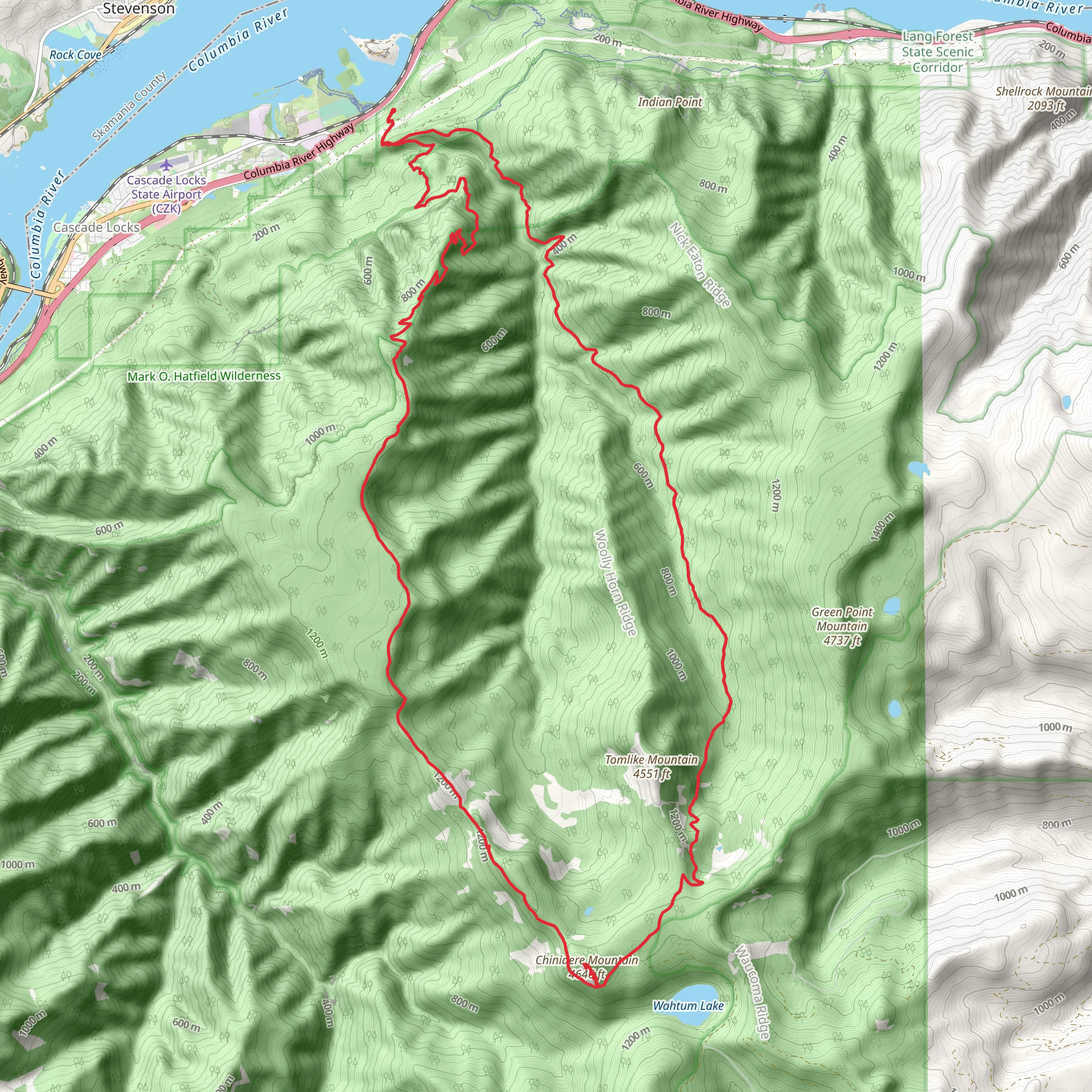 Herman Bridge, Chinidere Mountain and Herman Creek Loop Trail mobile static map
