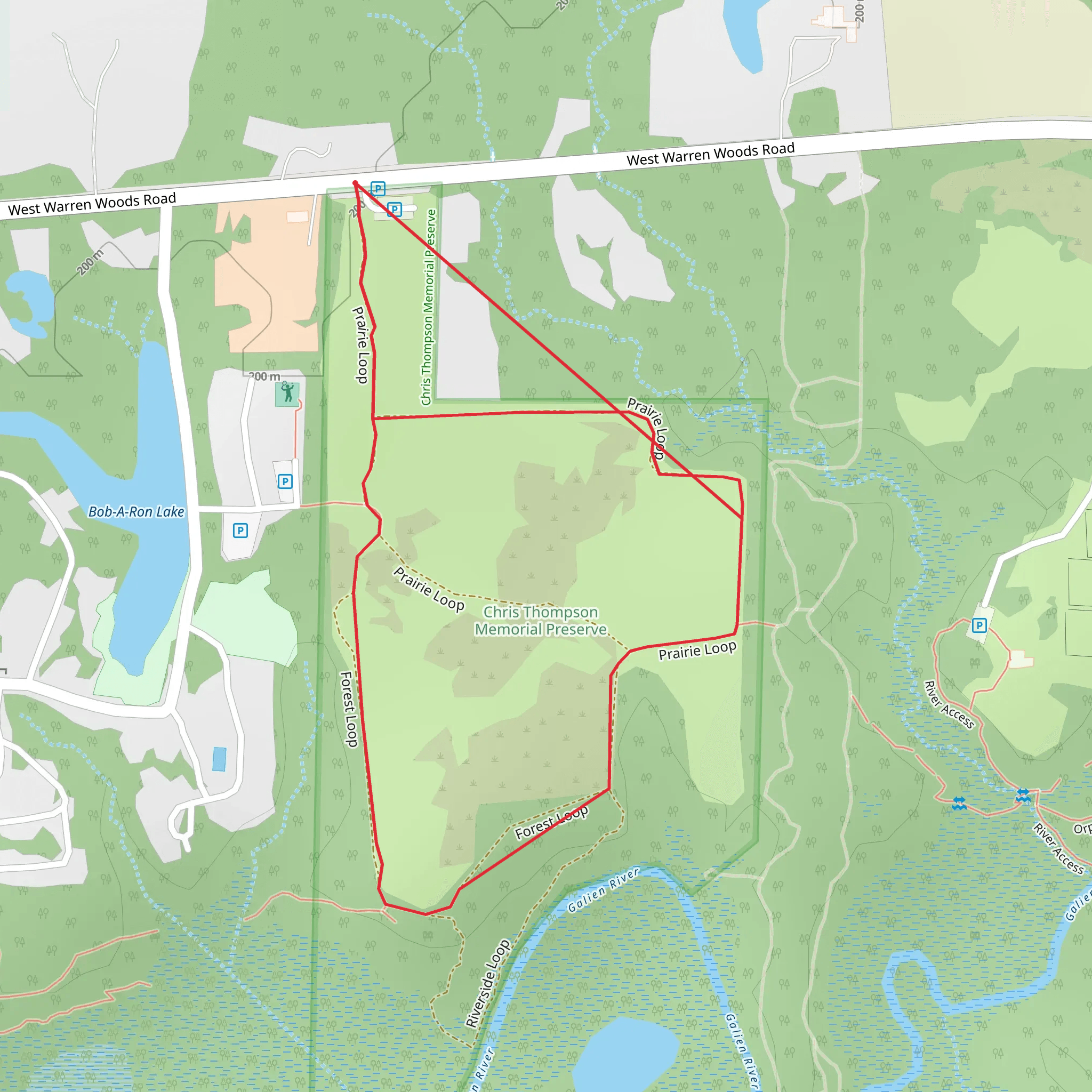 West Warren Woods Road Loop mobile static map
