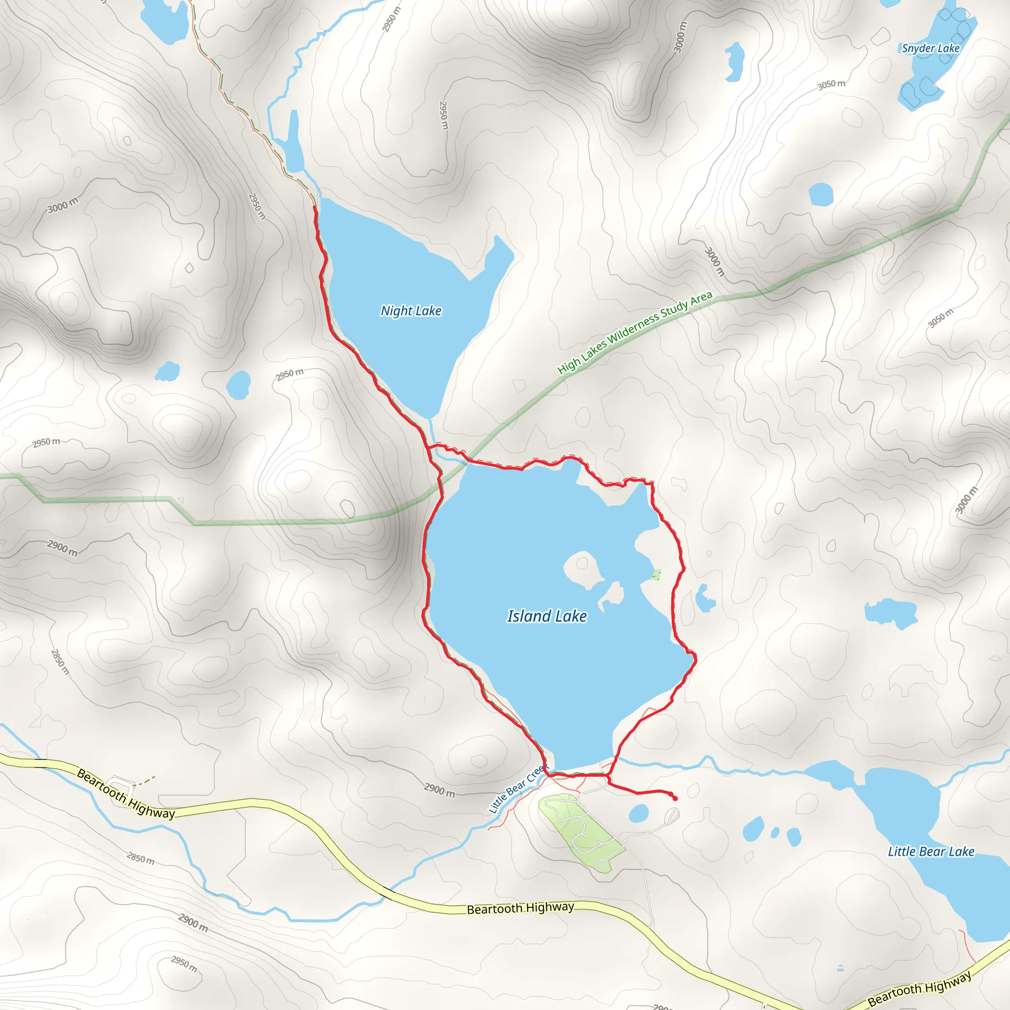 Night and Island Lake Loop mobile static map