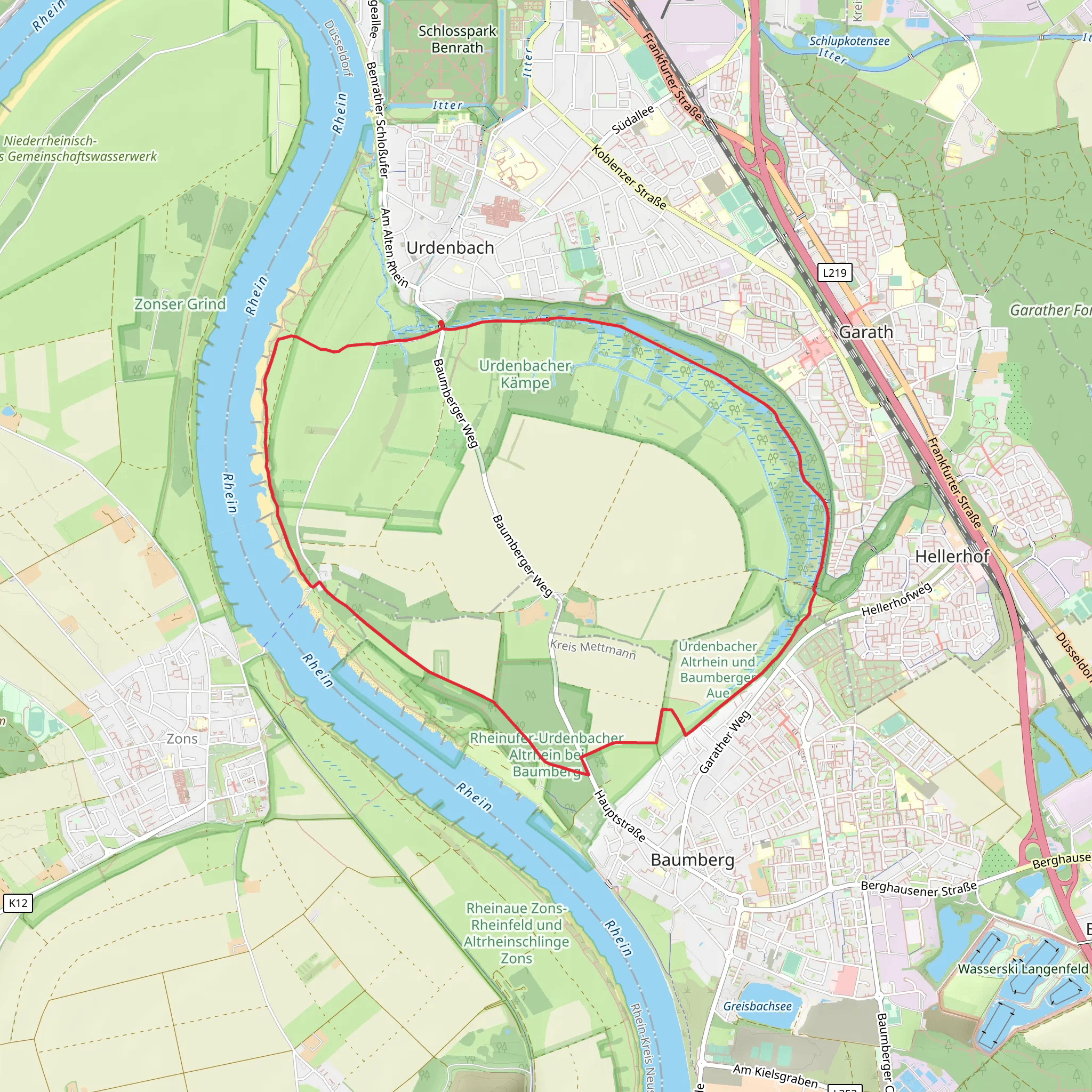Baumberger Aue Rundweg and Duesseldorfer Weg Loop mobile static map