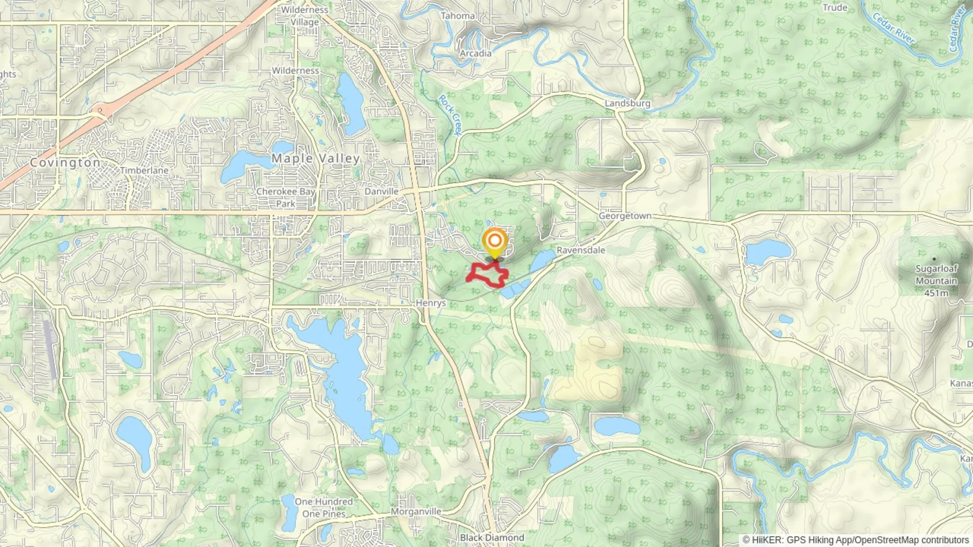 An image depicting the trail Stinger and Bali to Ponds Loop and its surrounding area.