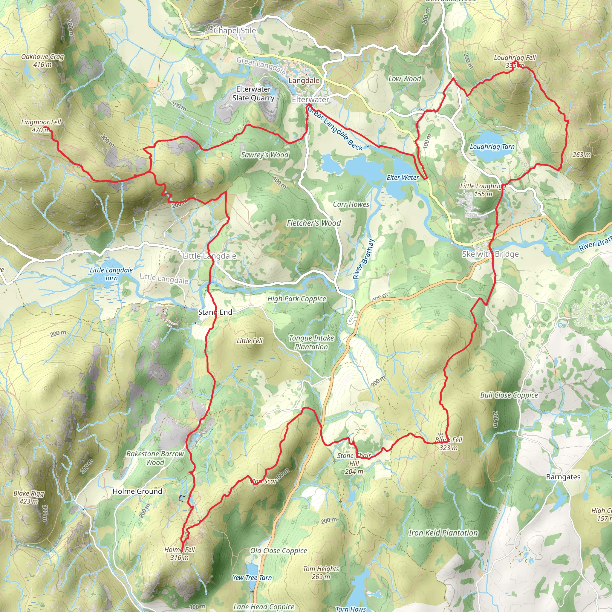 Black Crag, Gale Close Coppice, Man Scar, Holme fell and Lingmoor Fell Loop mobile static map