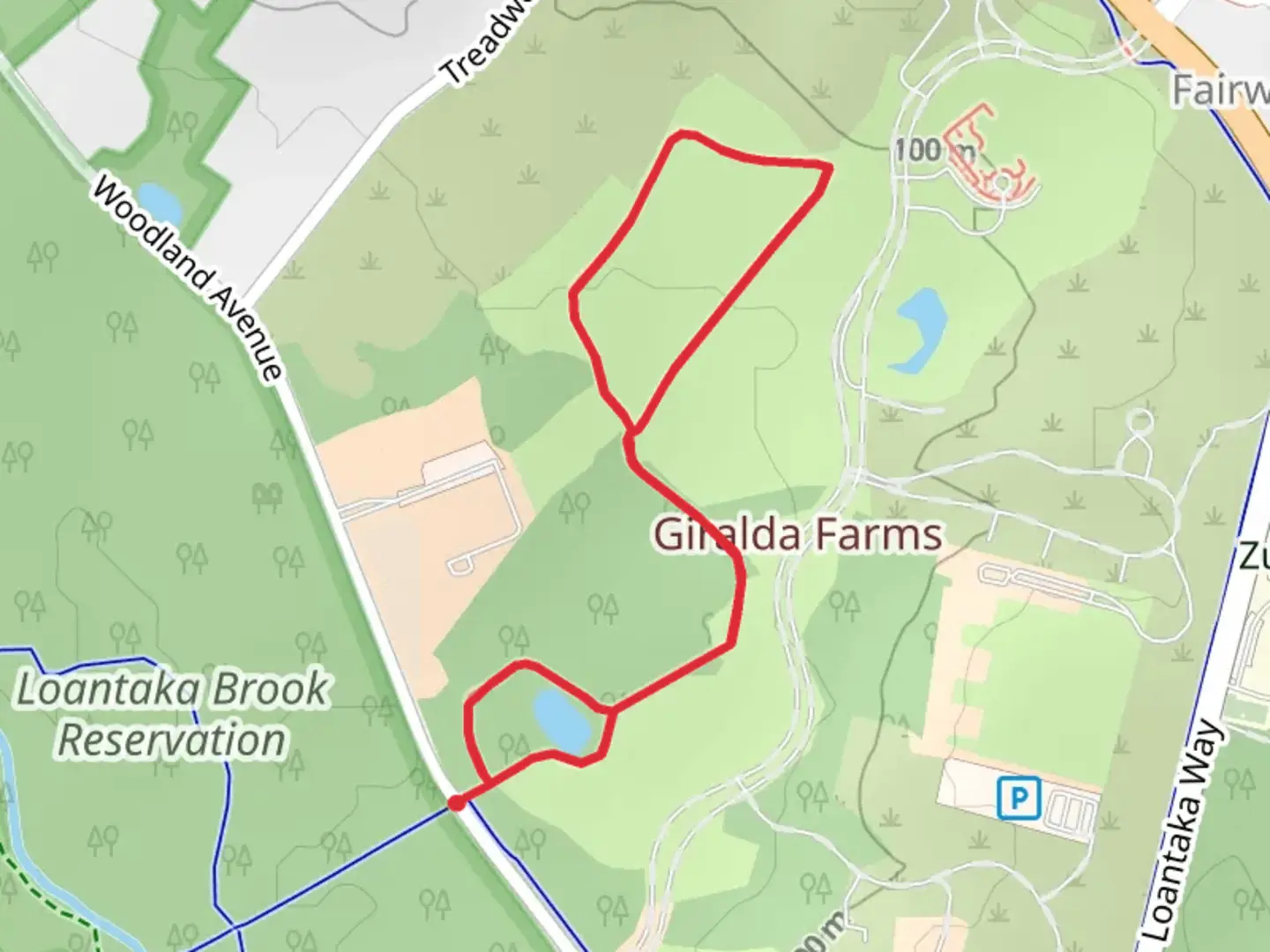 An image depicting the trail Woodland Avenue Loop - North and its surrounding area.