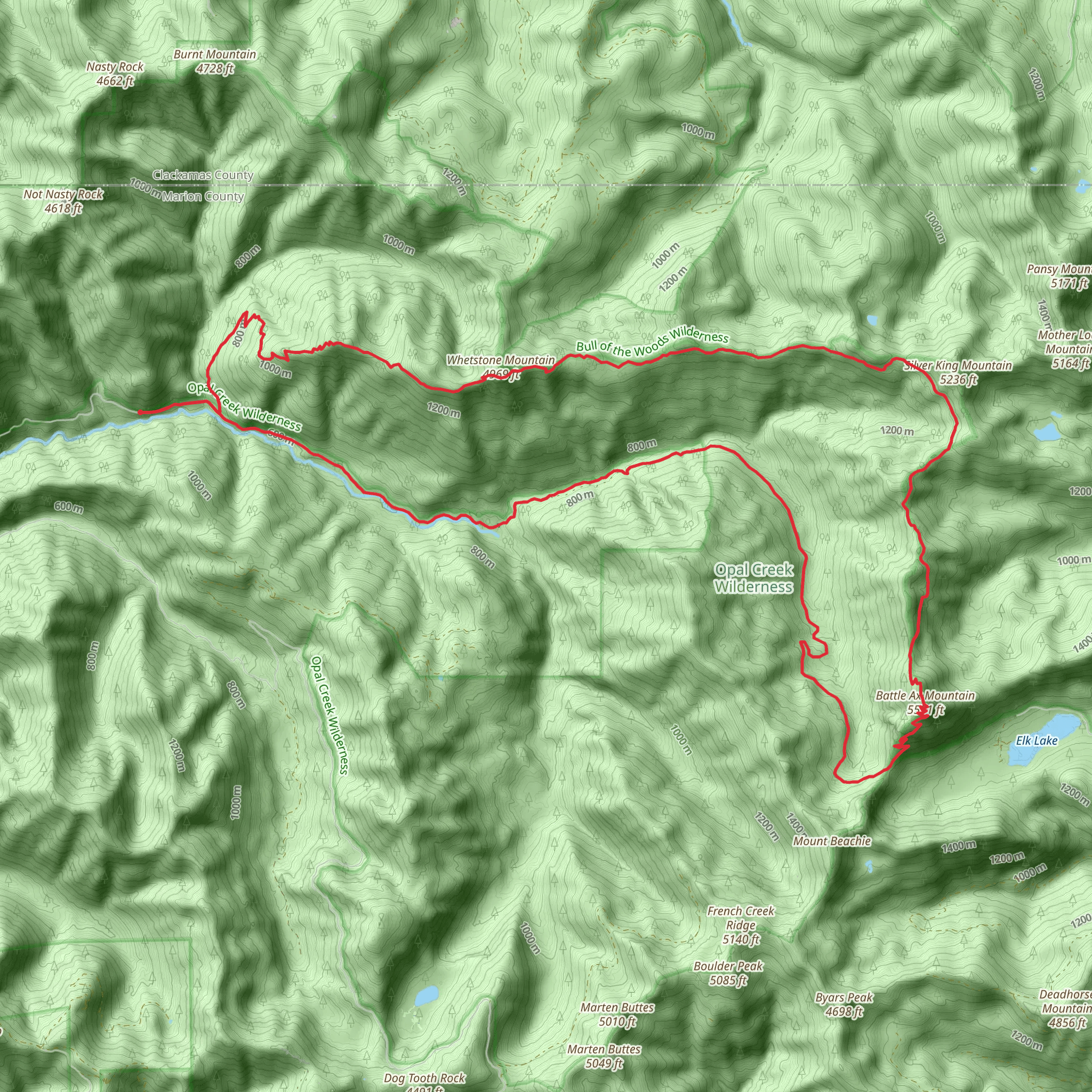 Battle Ax, Silver King and Whetstone Mountains Loop mobile static map
