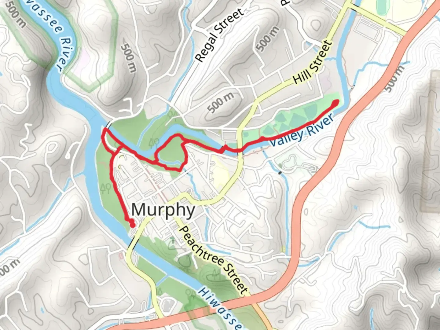 An image depicting the trail Valley River and Konaheeta Park Walk and its surrounding area.