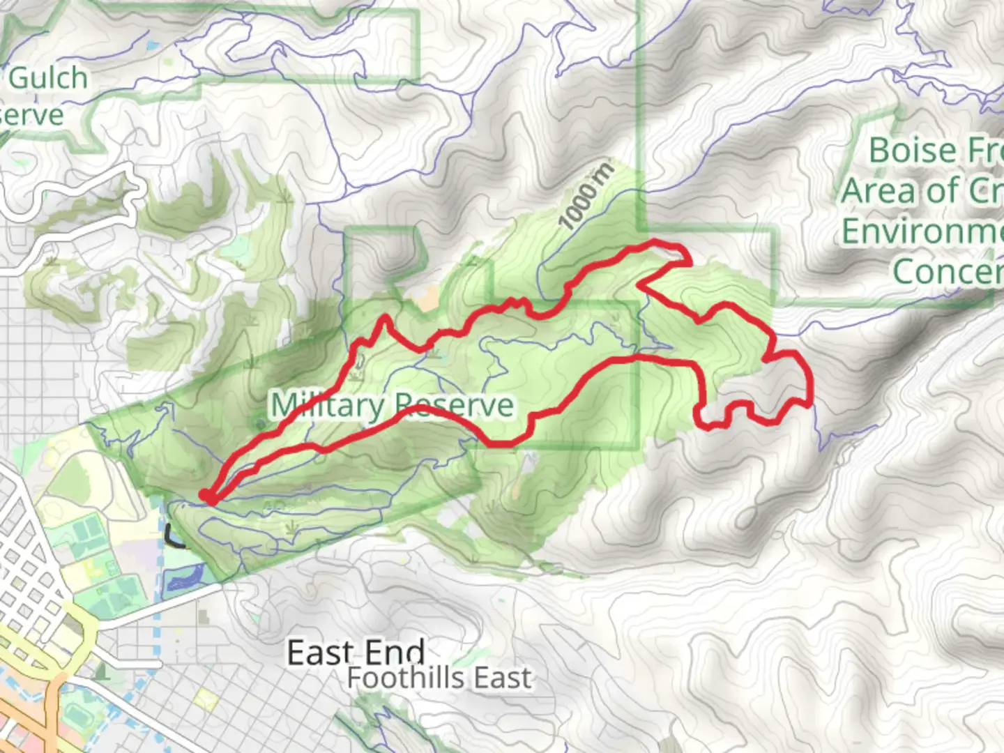 An image depicting the trail Mountain Cove, 3 Bears, Shane’s, Central Ridge loop and its surrounding area.