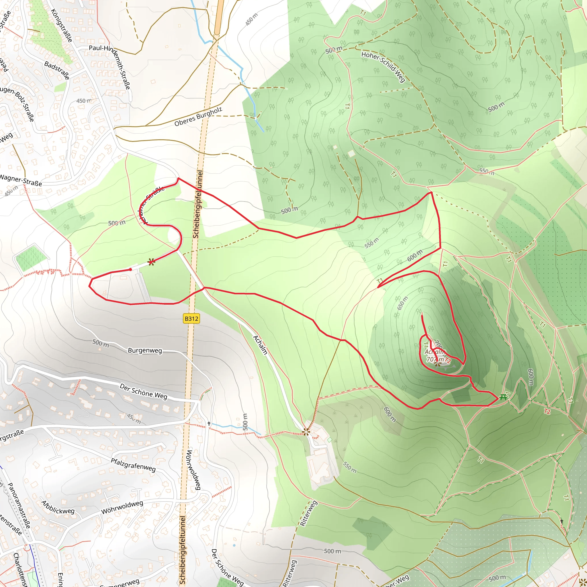 Achalm via Stichweg Achalm mobile static map