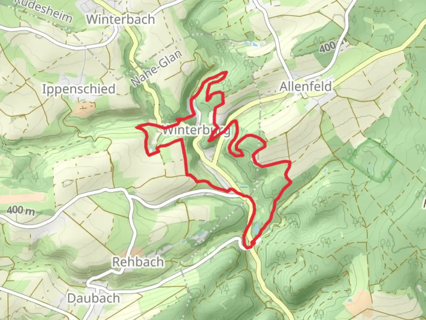 An image depicting the trail Vitaltour Um die Wustung and its surrounding area.