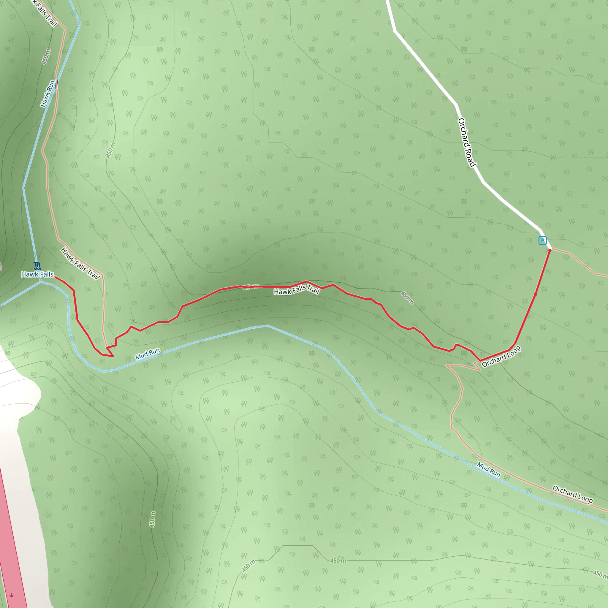 Hawk Falls Out and Back mobile static map