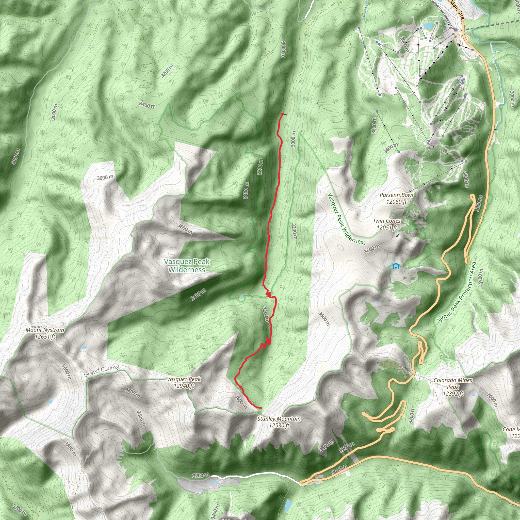 Vasquez Pass from Tunnel Hill mobile static map