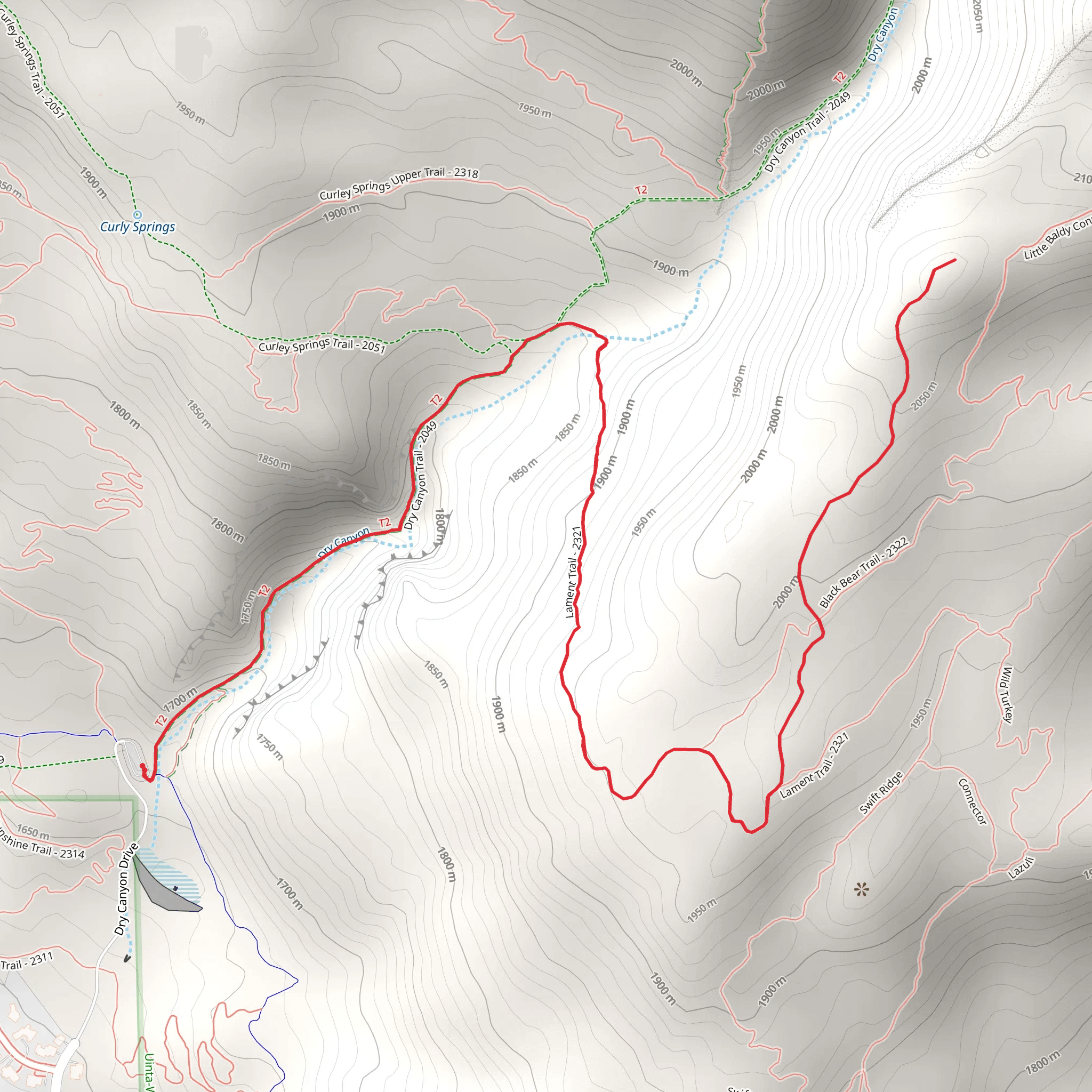 Dry Canyon Trail and Lament Trail mobile static map