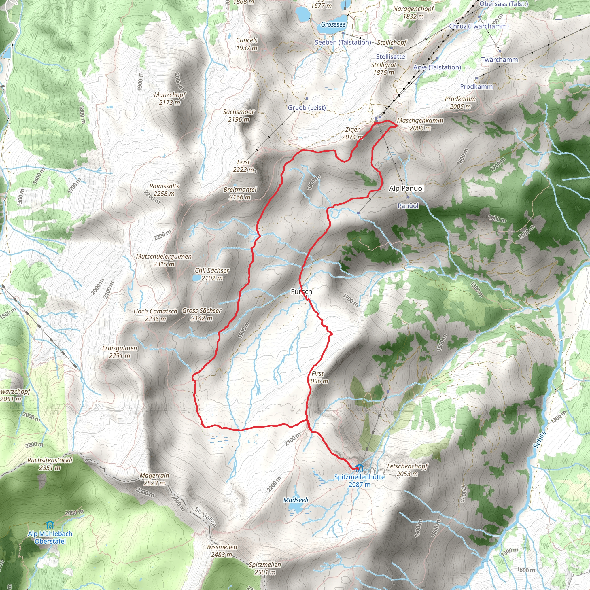 Maschgenkamm – Spitzmeilenhütte Loop mobile static map