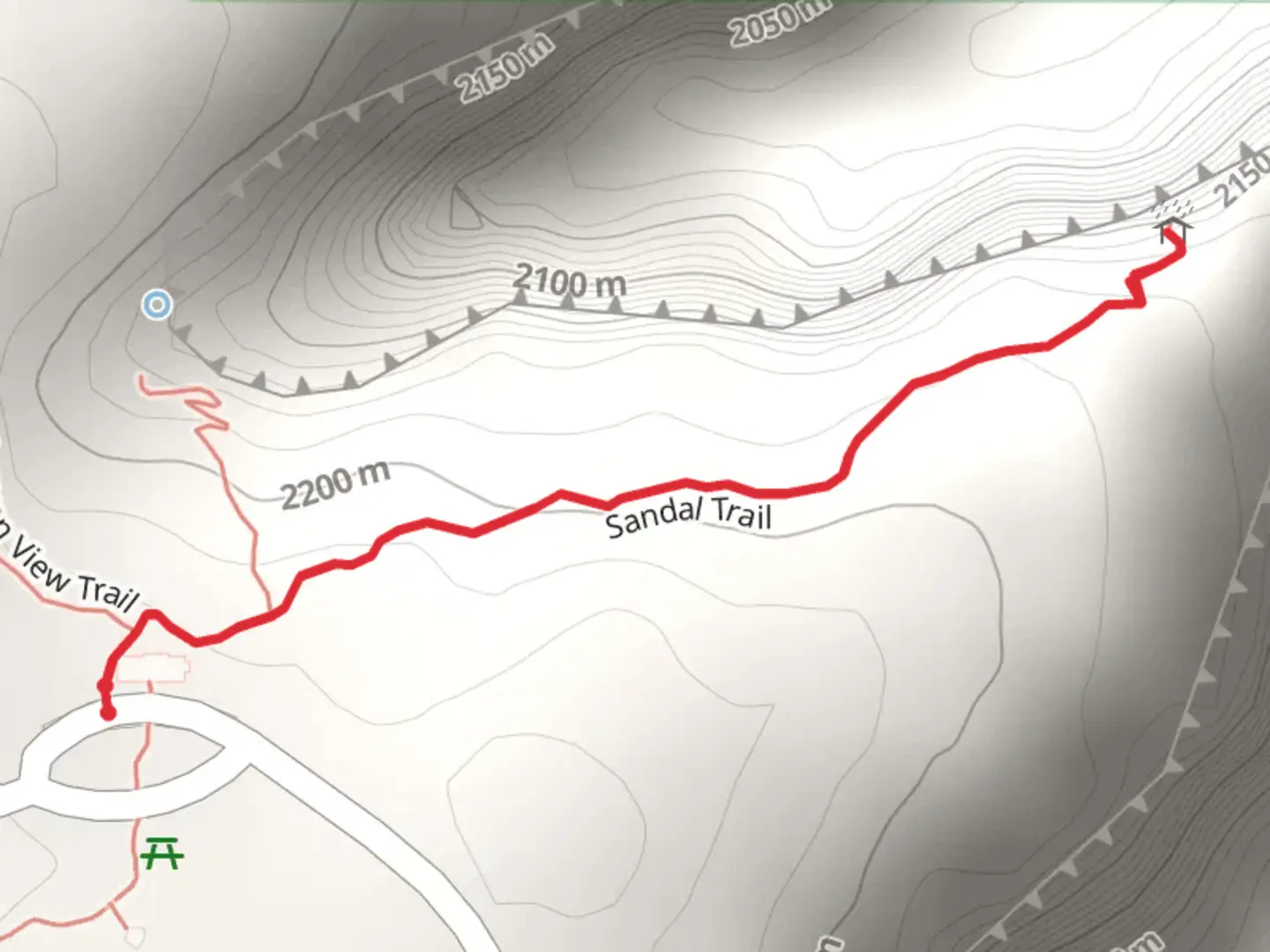 An image depicting the trail Sandal Trail and its surrounding area.