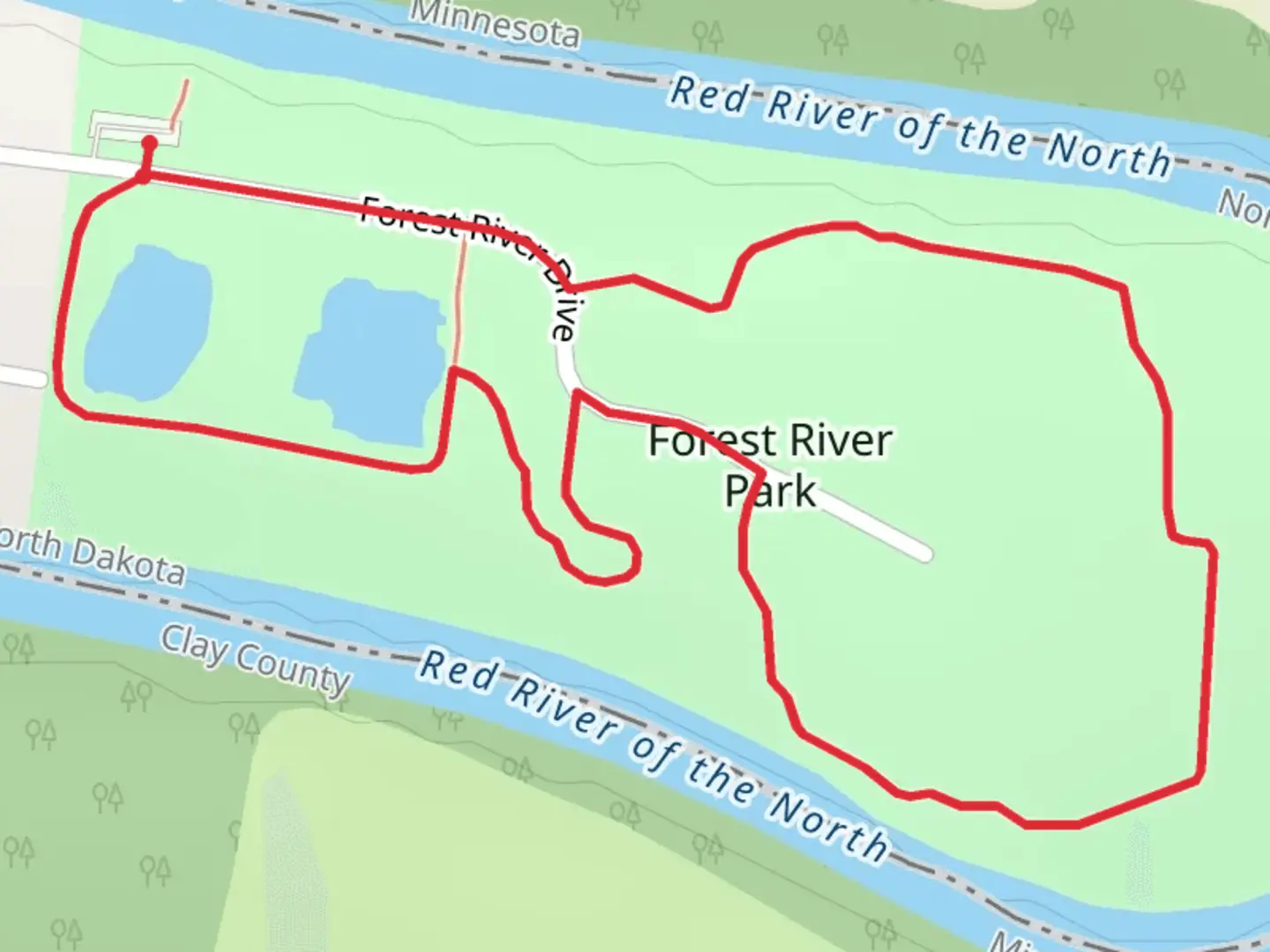 An image depicting the trail Forest River Park Loop and its surrounding area.
