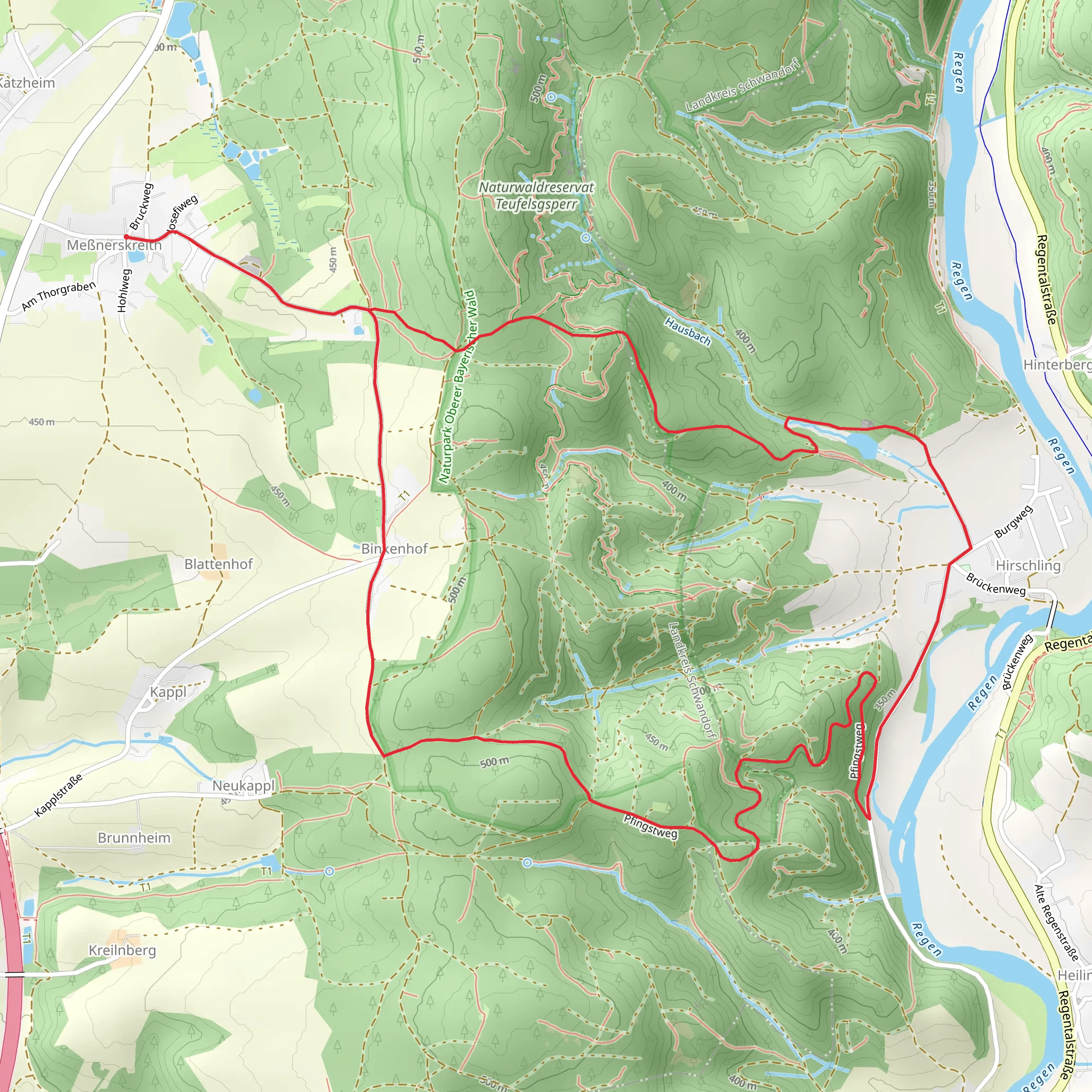 Regentalsteig Nach Hirschling mobile static map