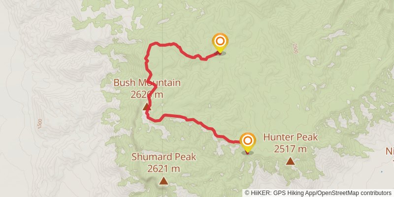 Pine Springs to McKittrick Canyon alt 1 Map