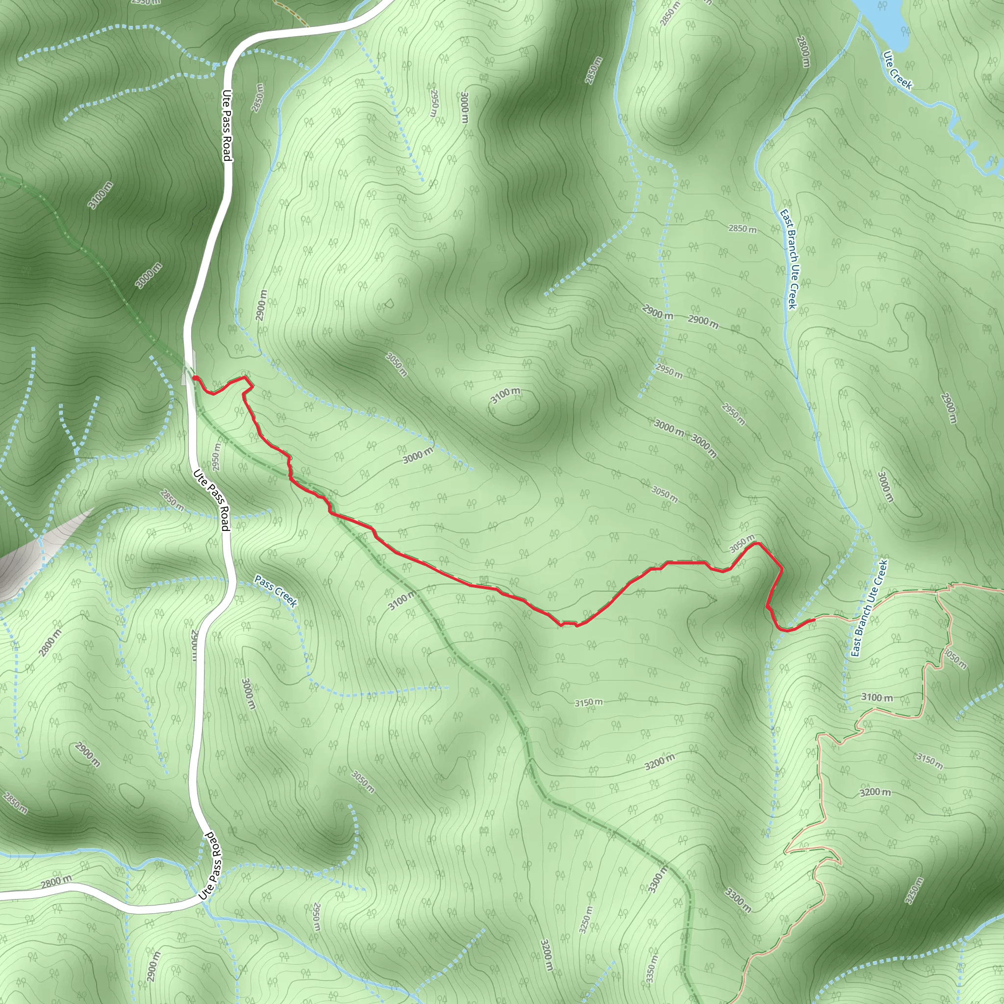 East Branch Ute Creek via Ute Pass Trail mobile static map