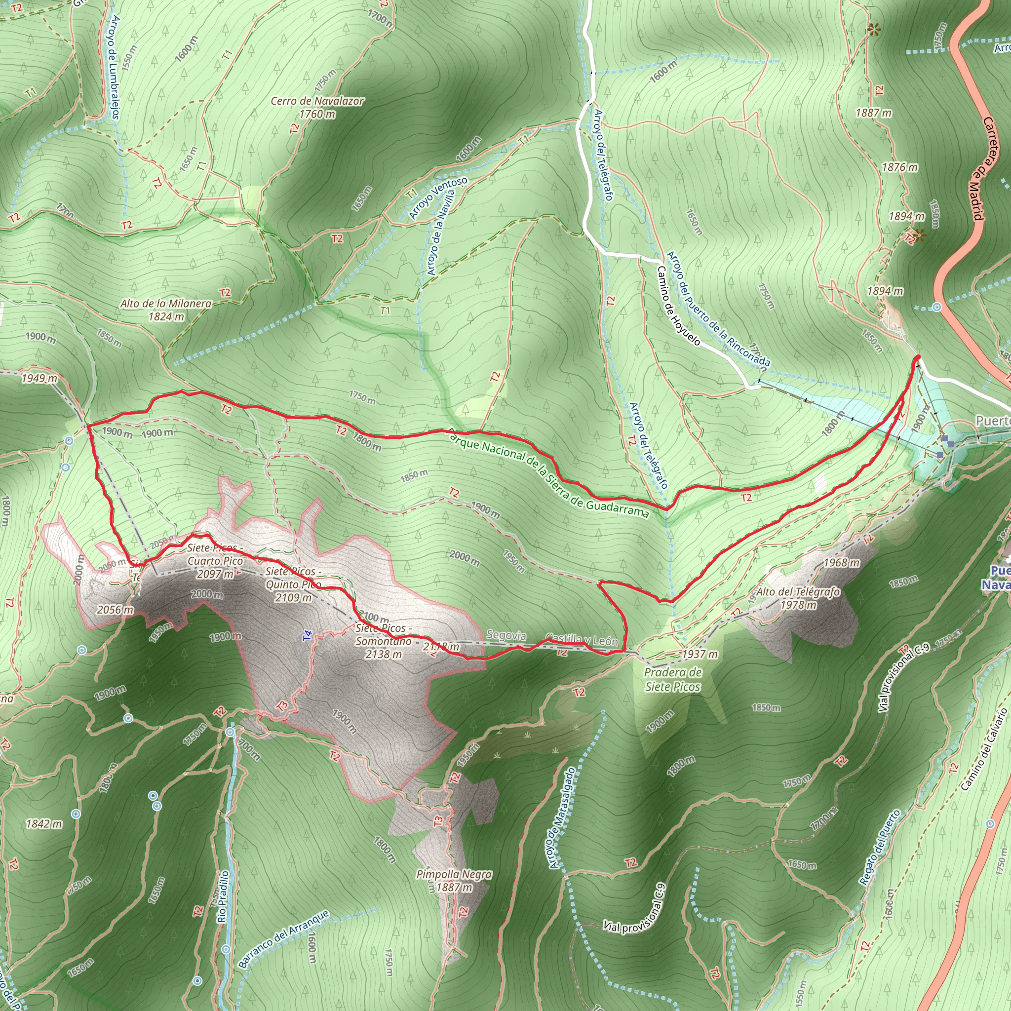 Hike to Siete Picos mobile static map