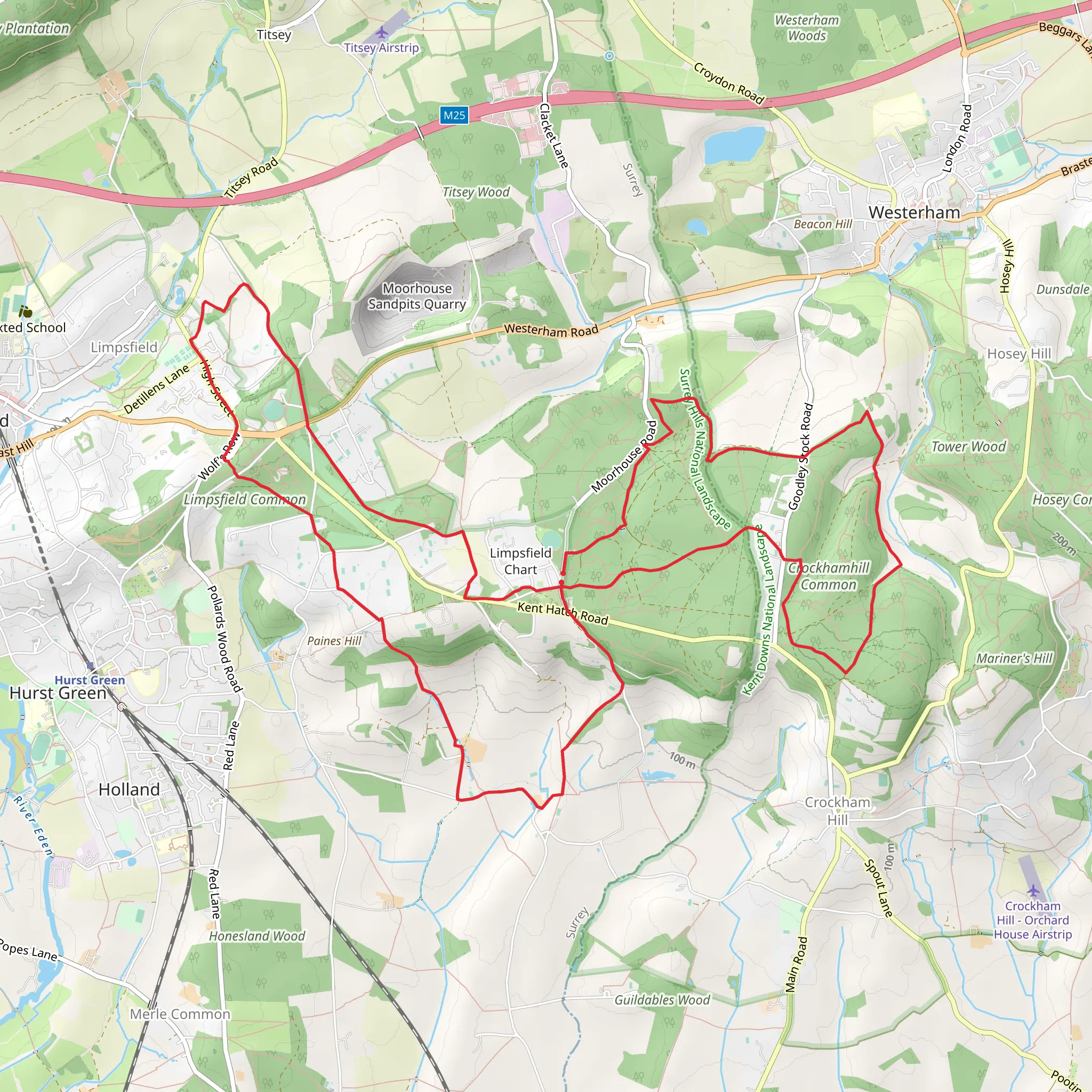 Roundmead Shaw and Tenchley's Park via Greensand Way mobile static map