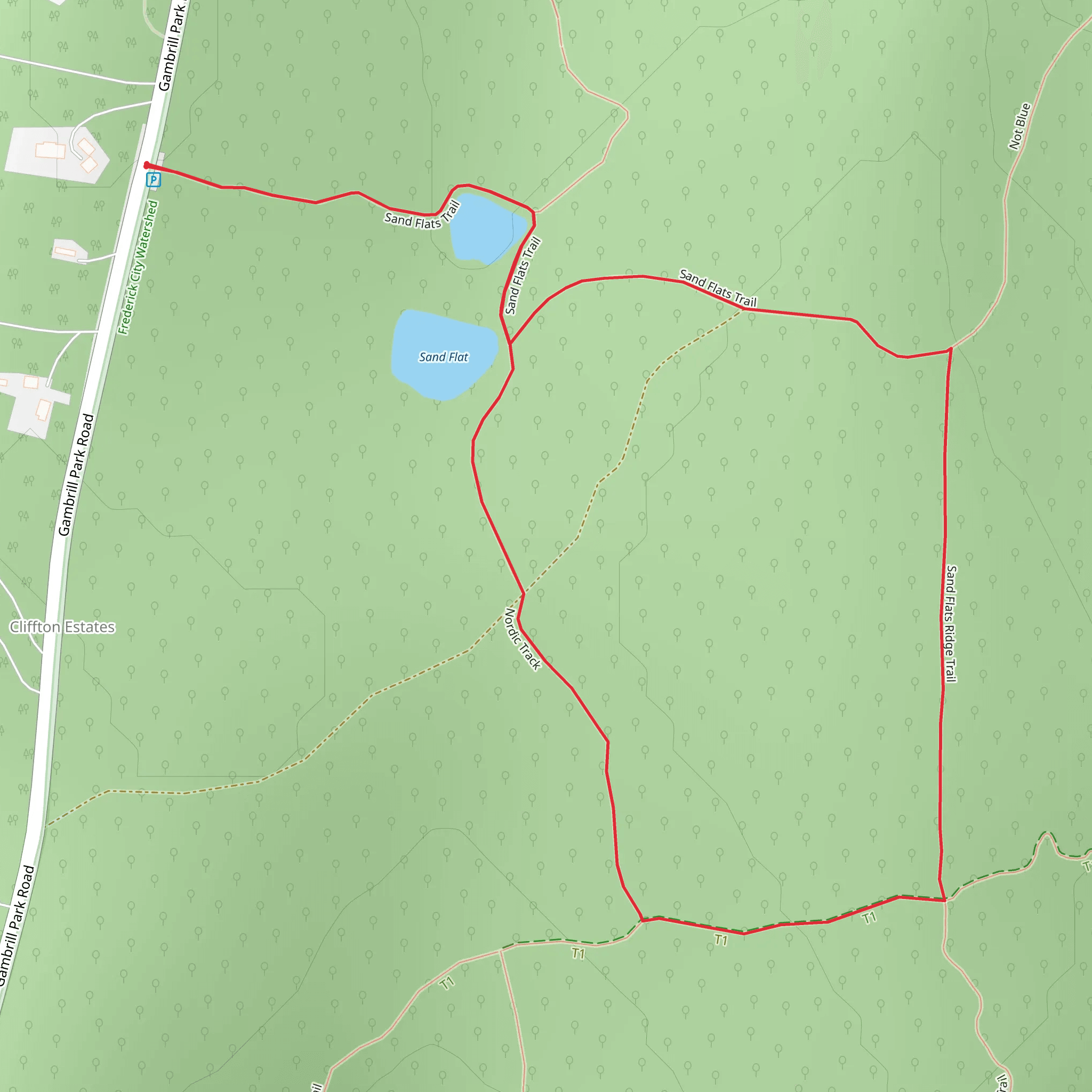 Sand Flats Trail and Nordic Loop Track mobile static map