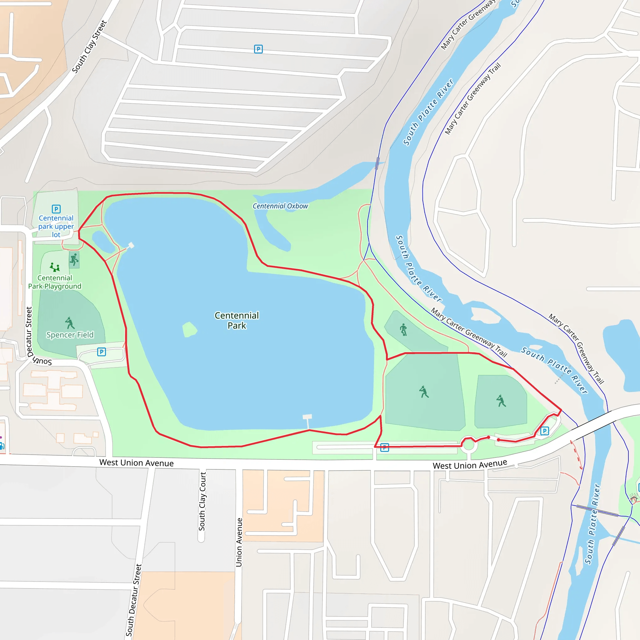 Centennial Park and Pond Loop Trail mobile static map