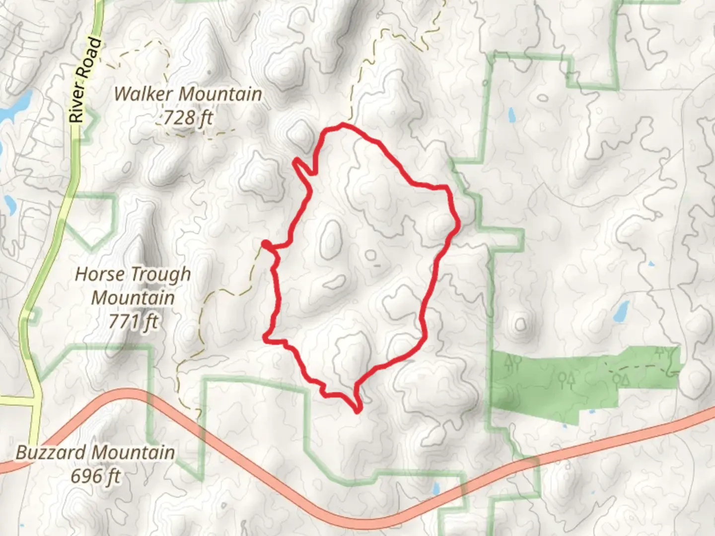 An image depicting the trail Supertree Loop Trail and its surrounding area.