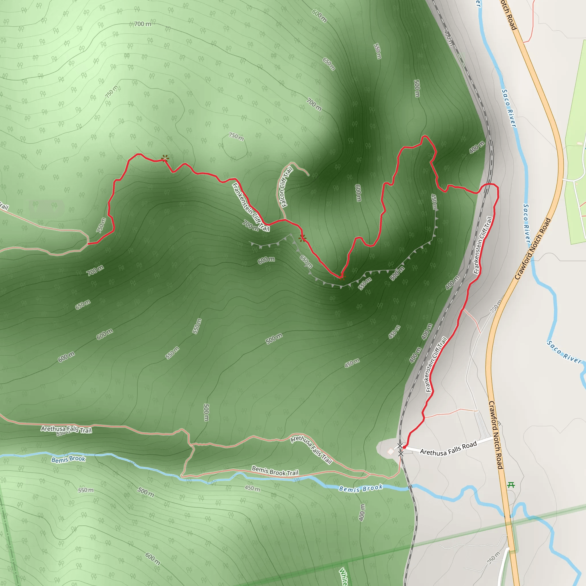 Frankenstein Cliff Trail mobile static map
