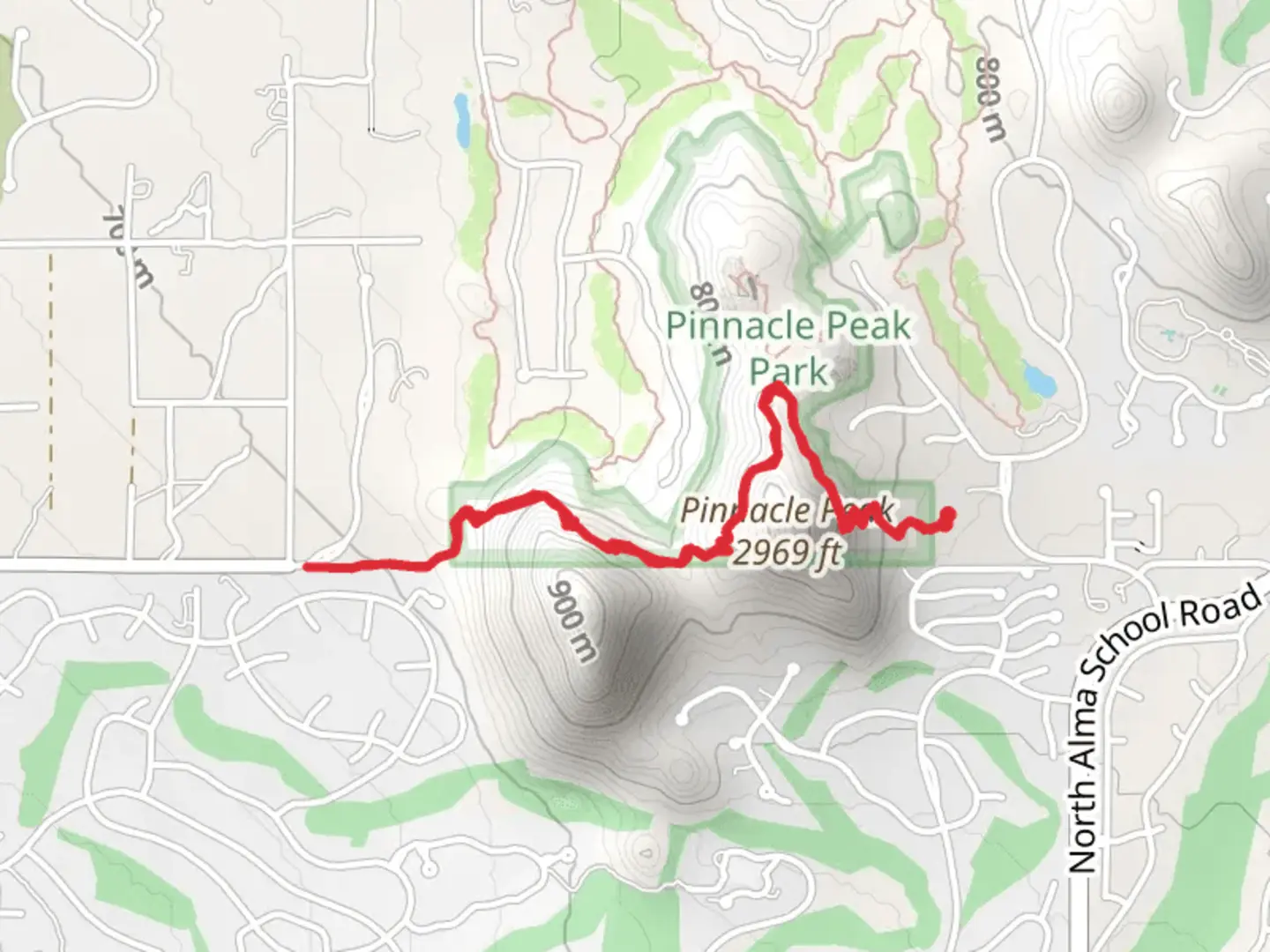An image depicting the trail Pinacle Peak Trail and its surrounding area.