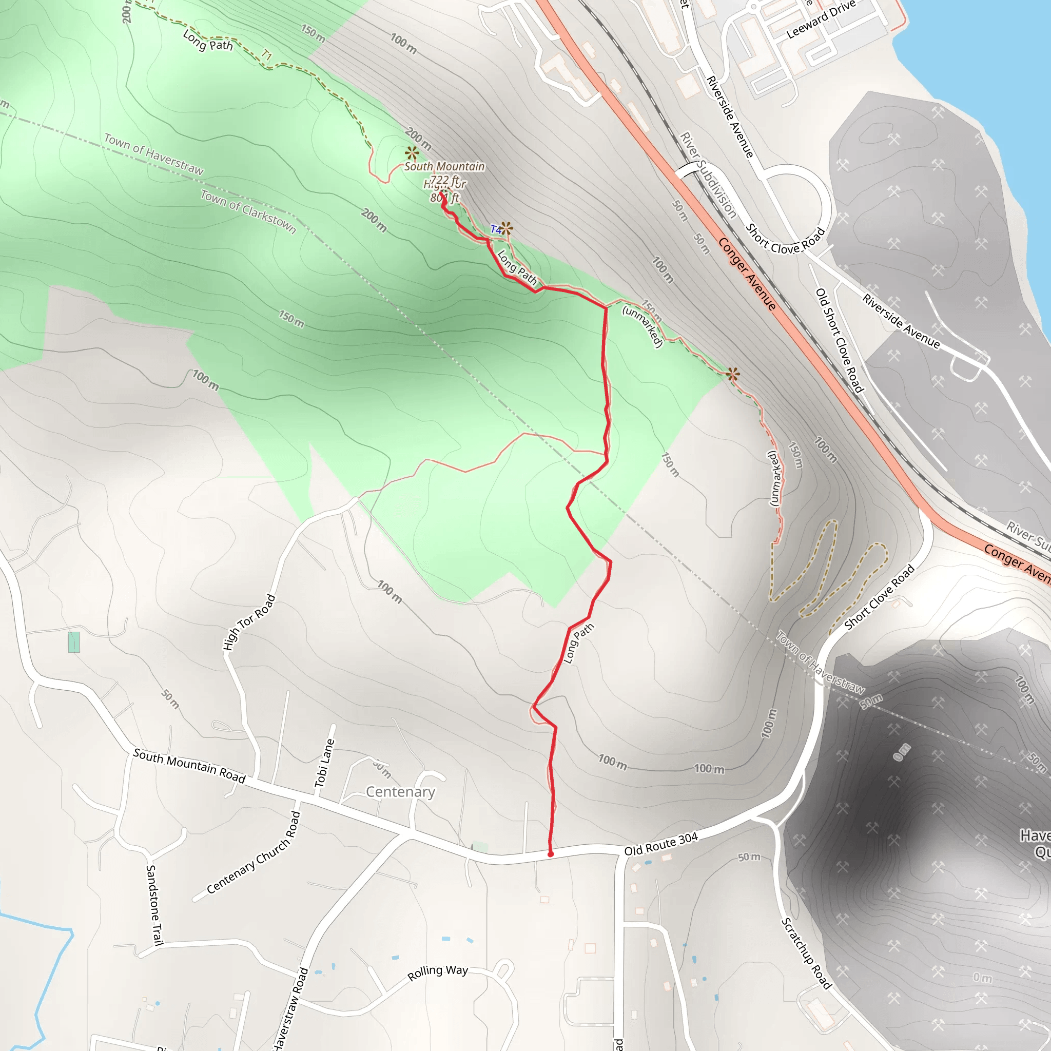 High Tor via Long Trail mobile static map