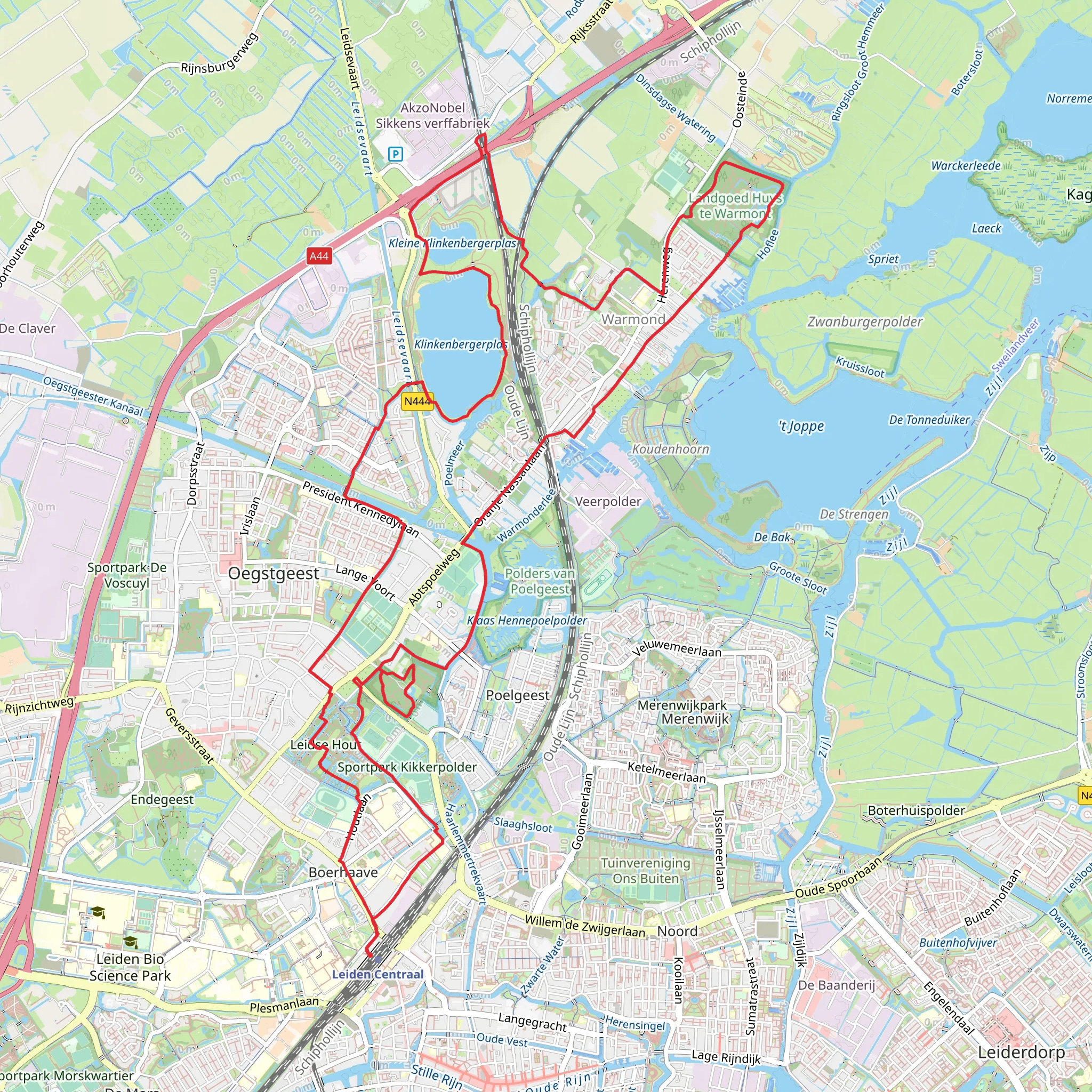 Groene Maredijk, Spoorpad and Leidse Hout Loop mobile static map