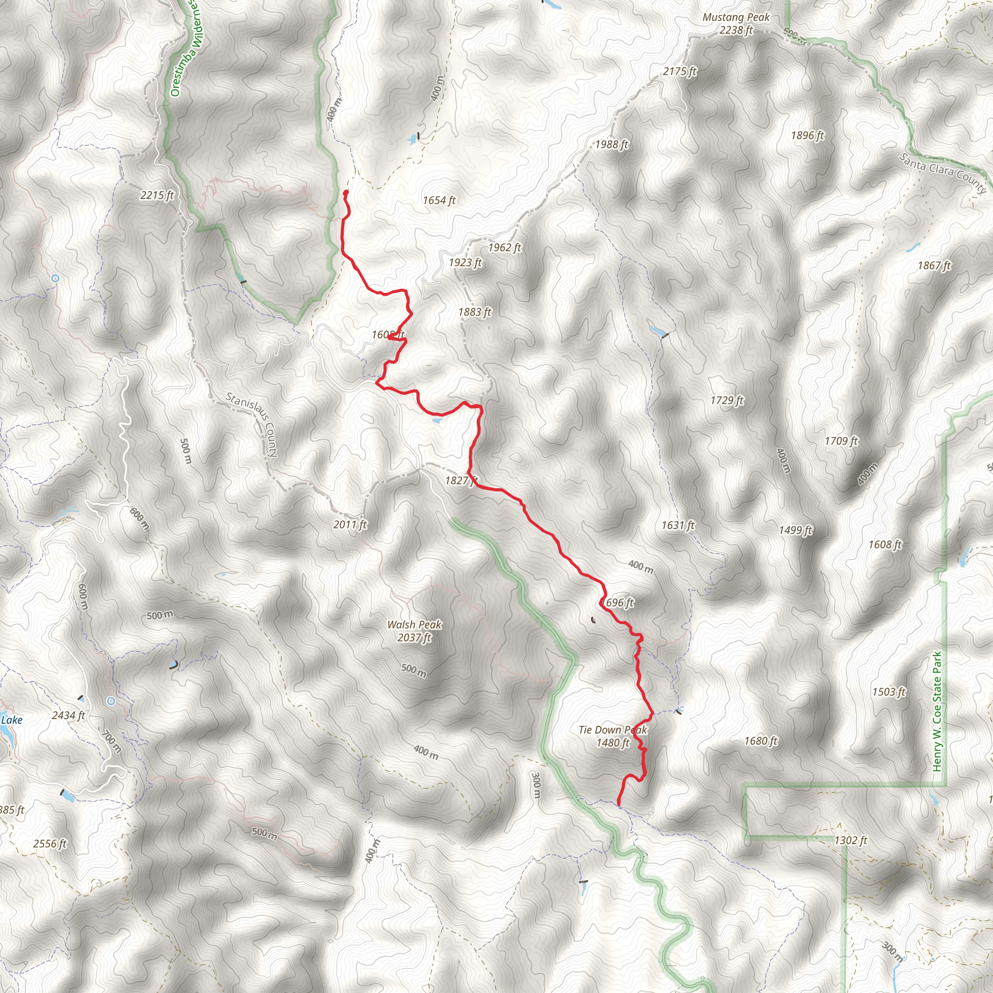 Mustang Cut-off and Tie Down Trail mobile static map