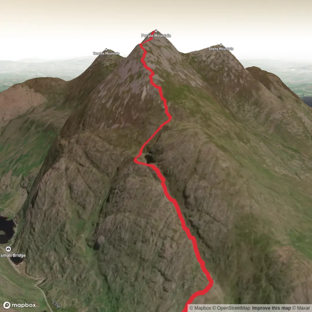 An image depicting the trail Purple Mountain Kerry and its surrounding area.
