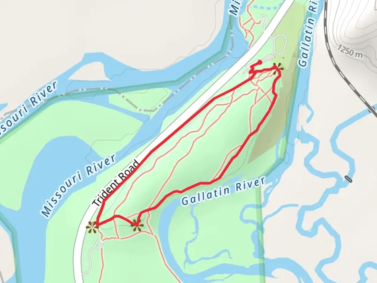 An image depicting the trail Missouri Headwaters State Park Loop Trail and its surrounding area.