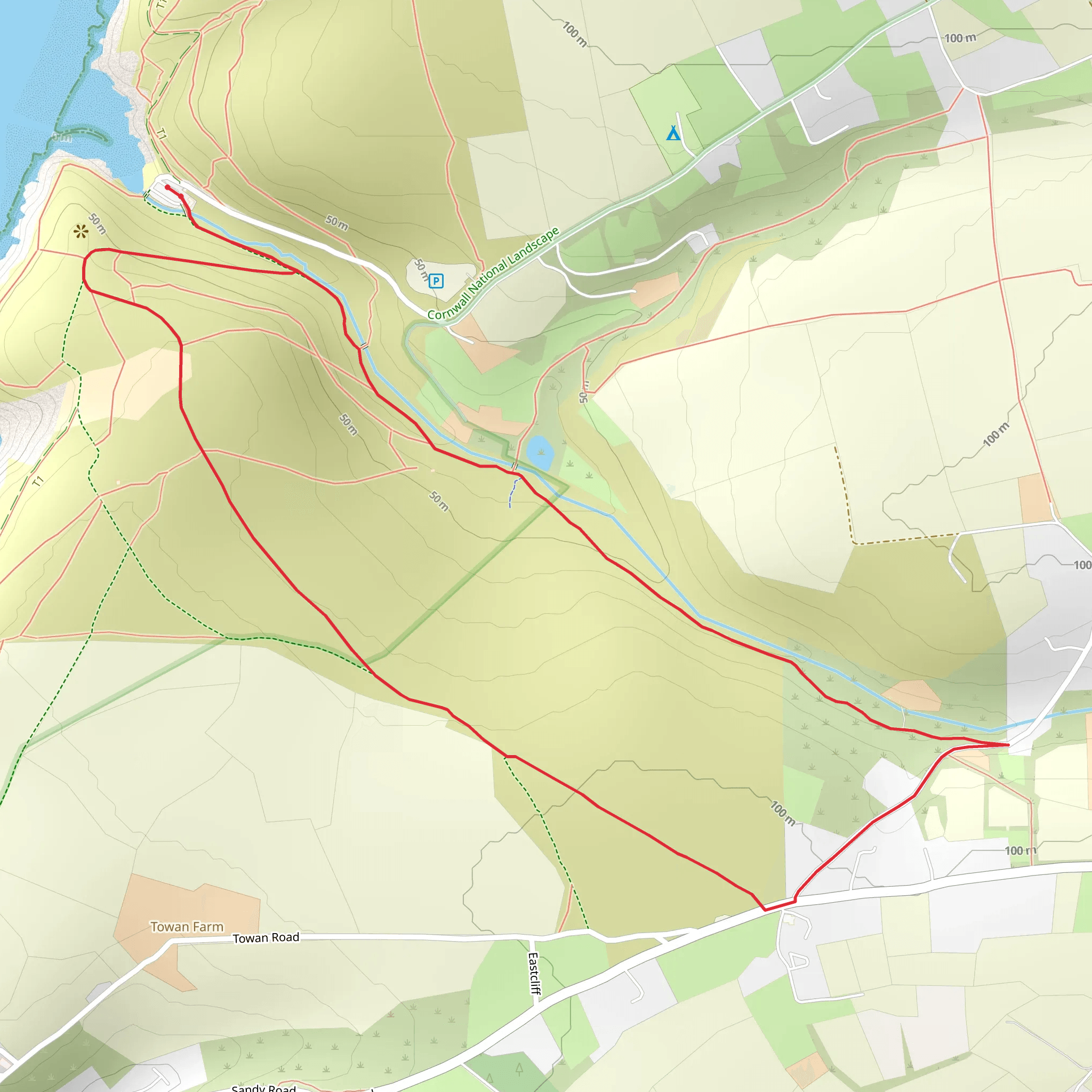 Chapel Porth to Towan Cross Walk mobile static map