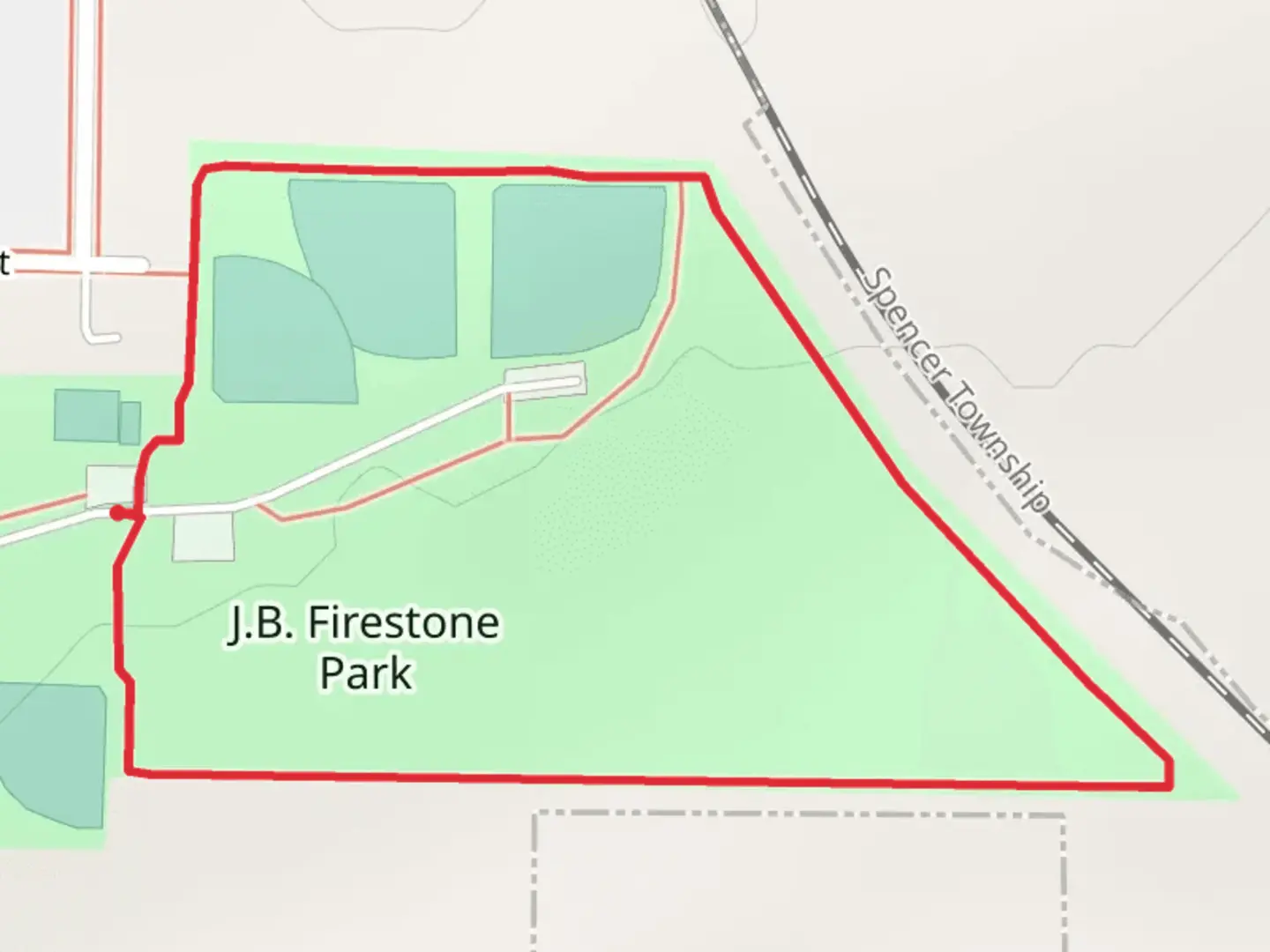 An image depicting the trail J B Firestone Park Loop and its surrounding area.
