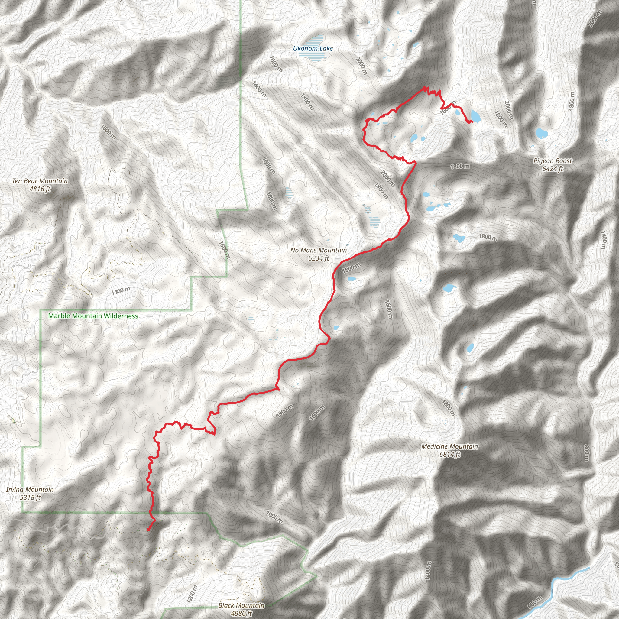 Blue Granite Lake via Haypress Trail mobile static map